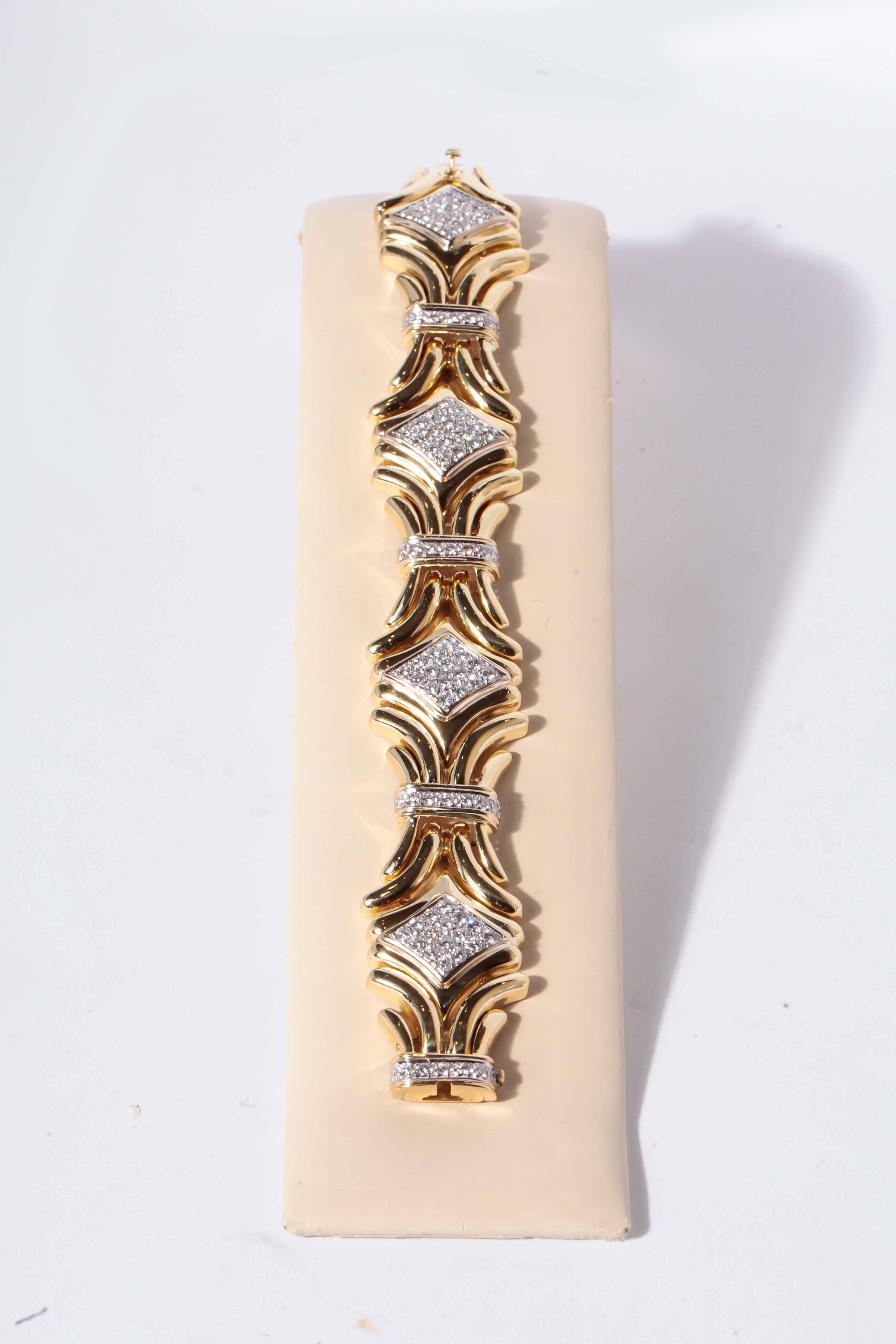 Sal Praschnik Diamond Gold Link Bracelet For Sale 1