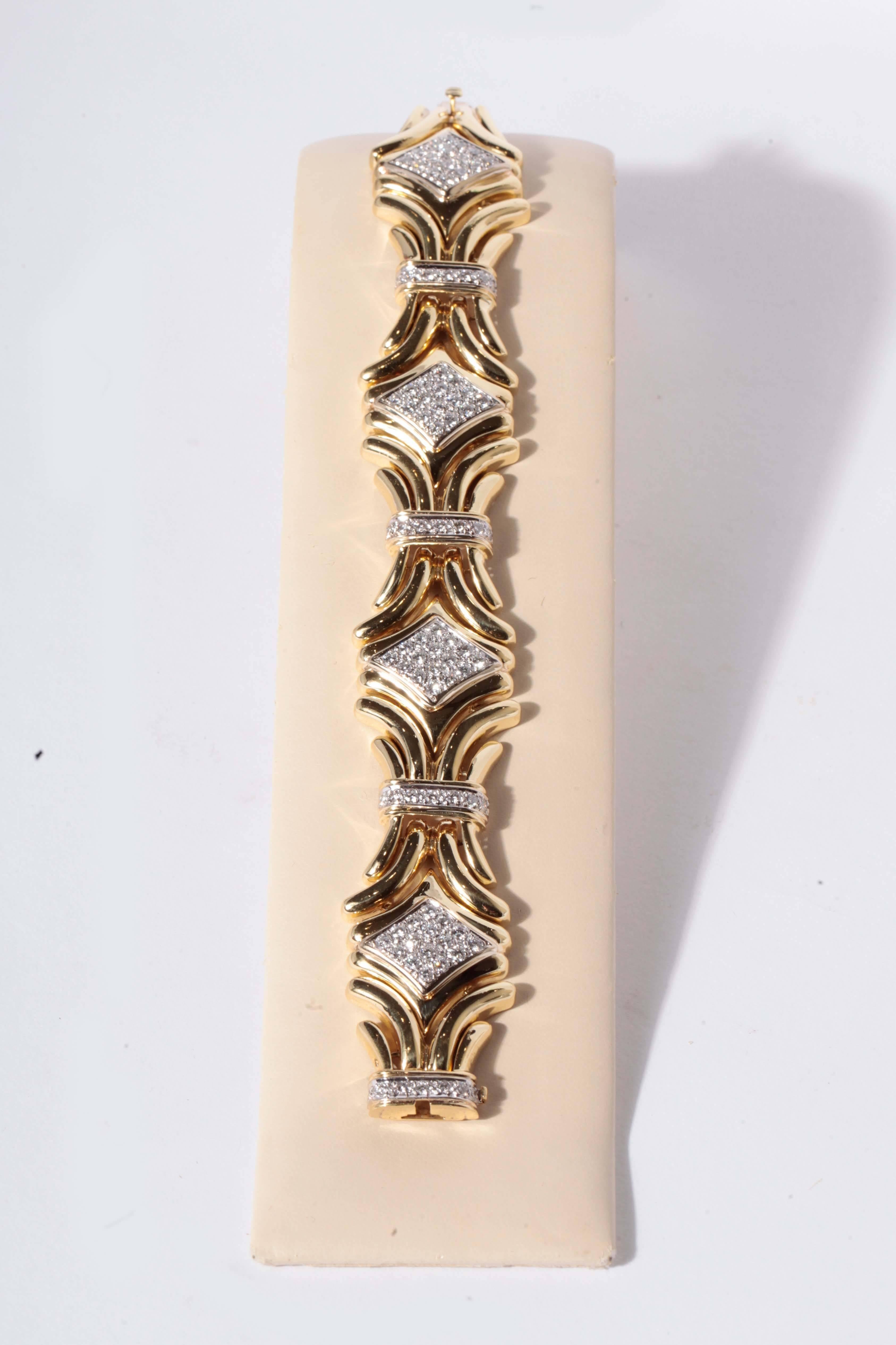 Women's Sal Praschnik Diamond Gold Link Bracelet For Sale
