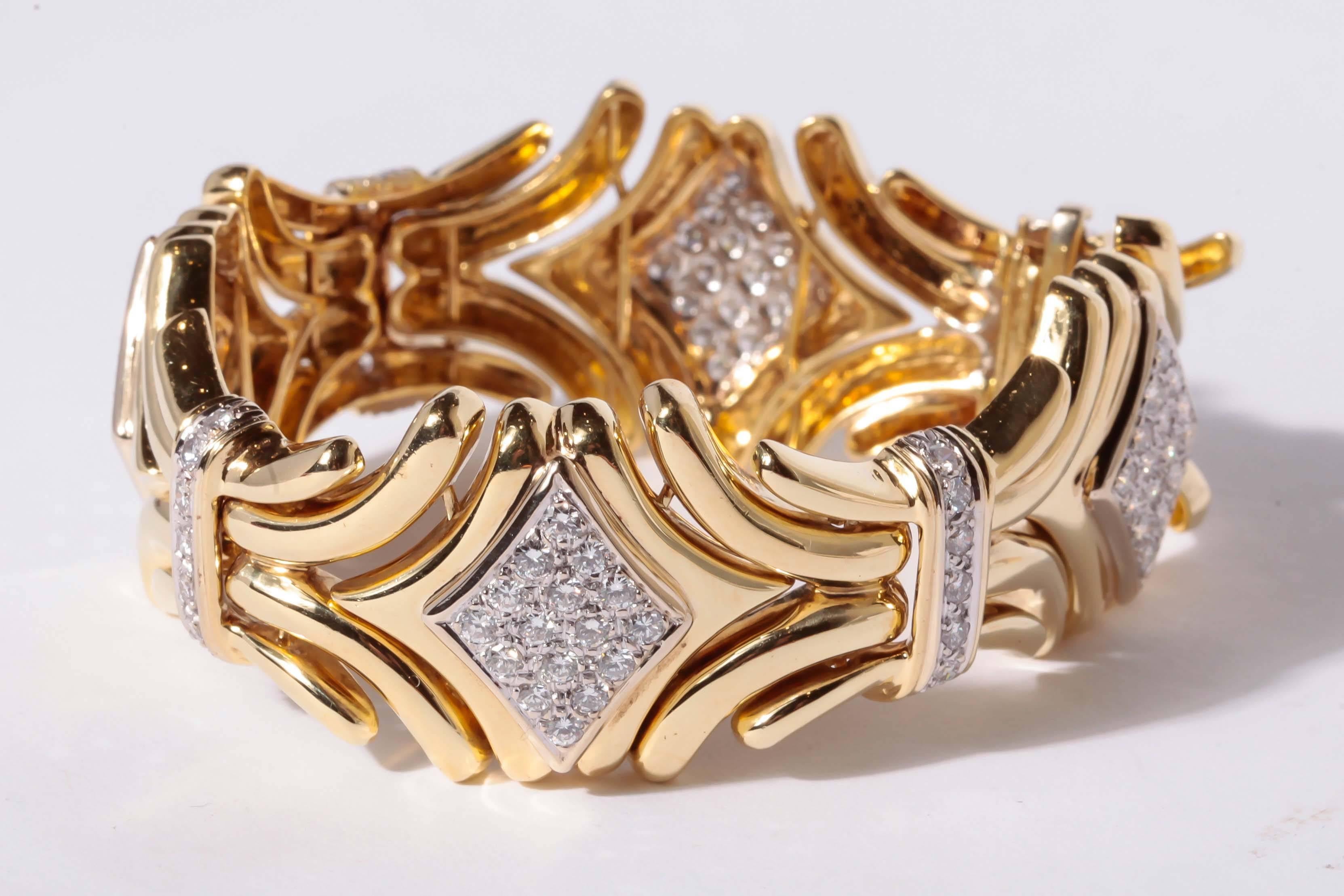 Sal Praschnik Diamond Gold Link Bracelet In Excellent Condition For Sale In Nashville, TN
