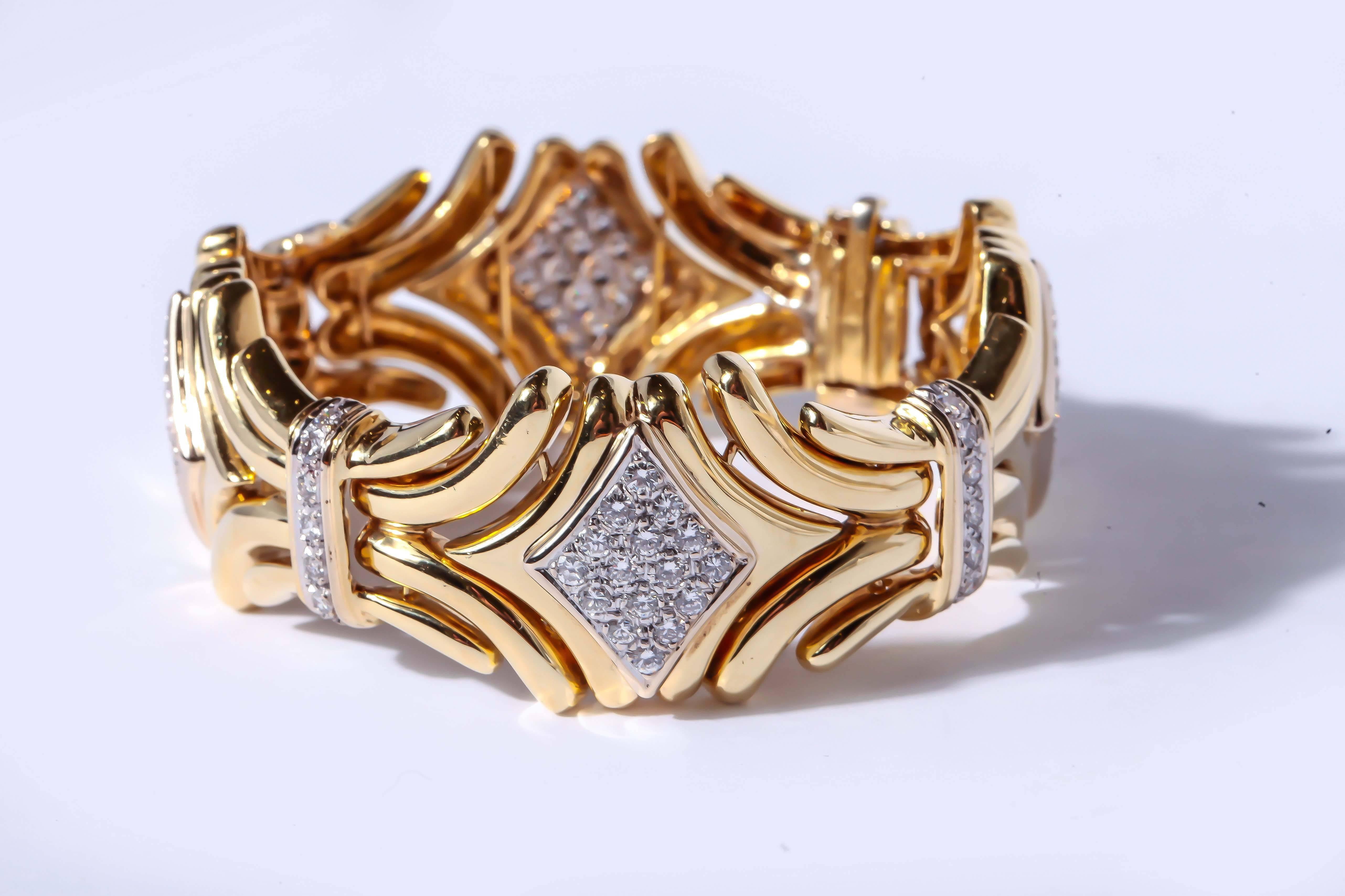 Sal Praschnik Diamond Gold Link Bracelet For Sale 3