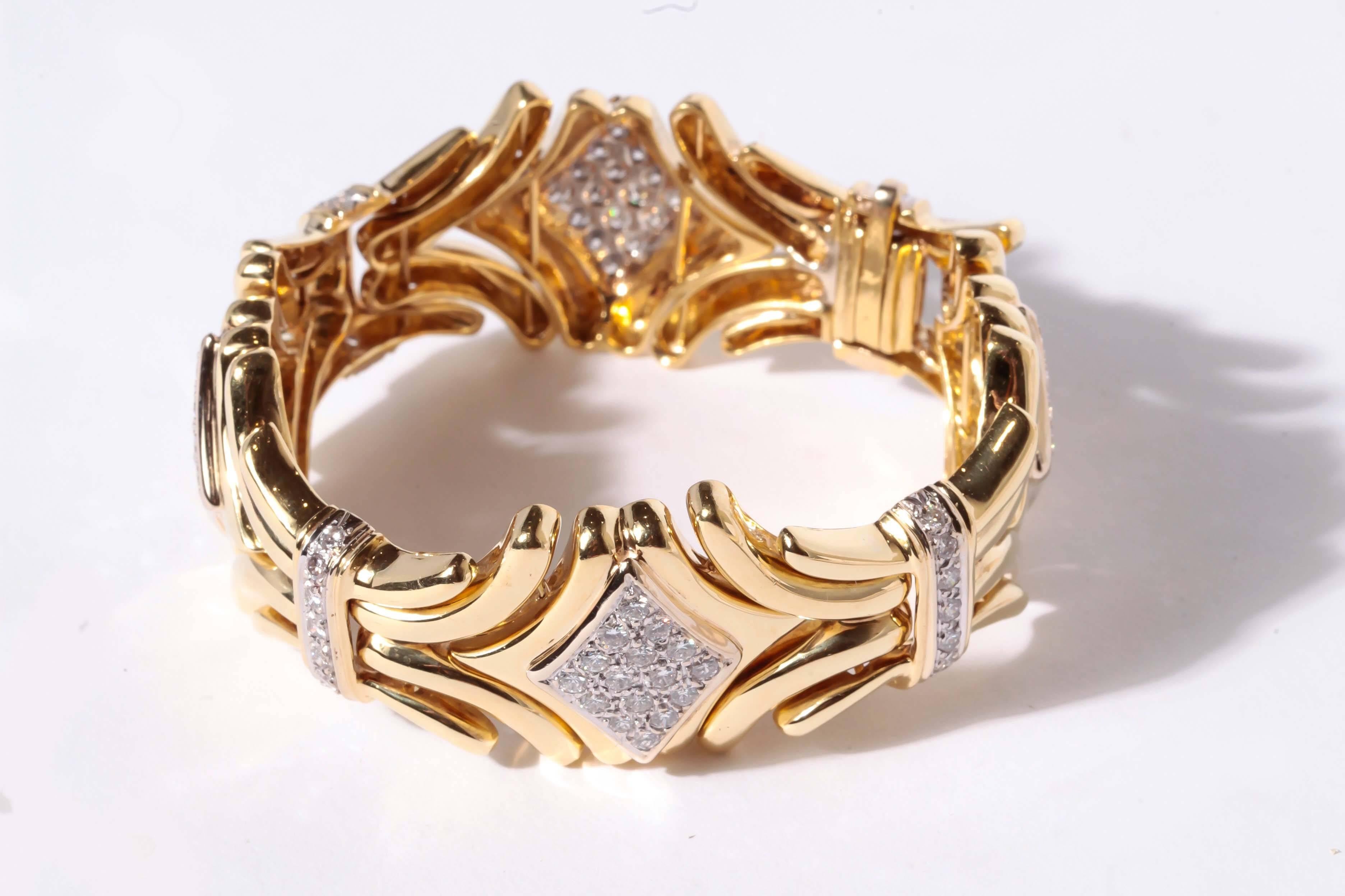 Sal Praschnik Diamond Gold Link Bracelet For Sale 4