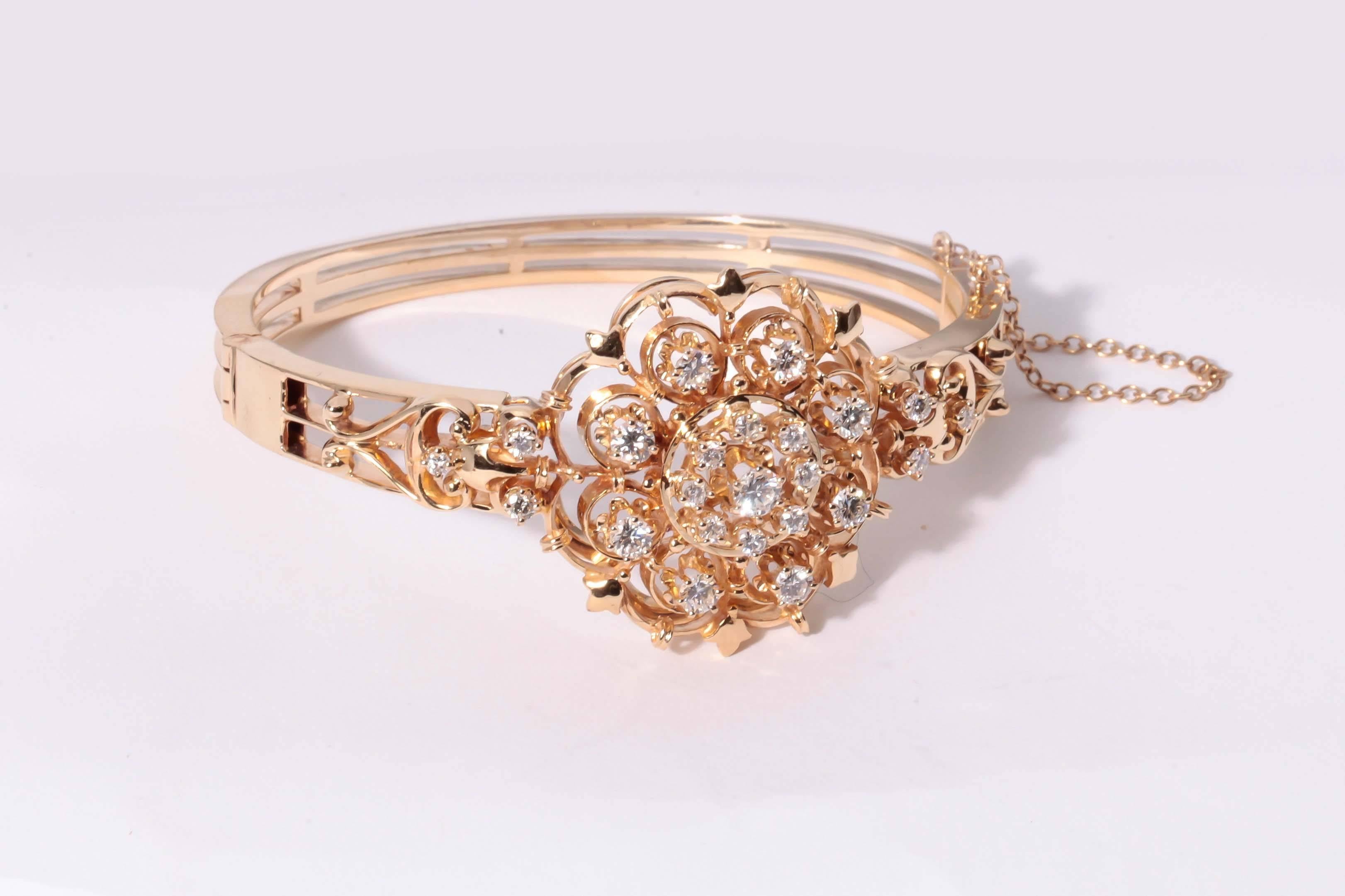 Victorian K. Goldschmidt 14 Karat Gold and Diamond Bracelet For Sale