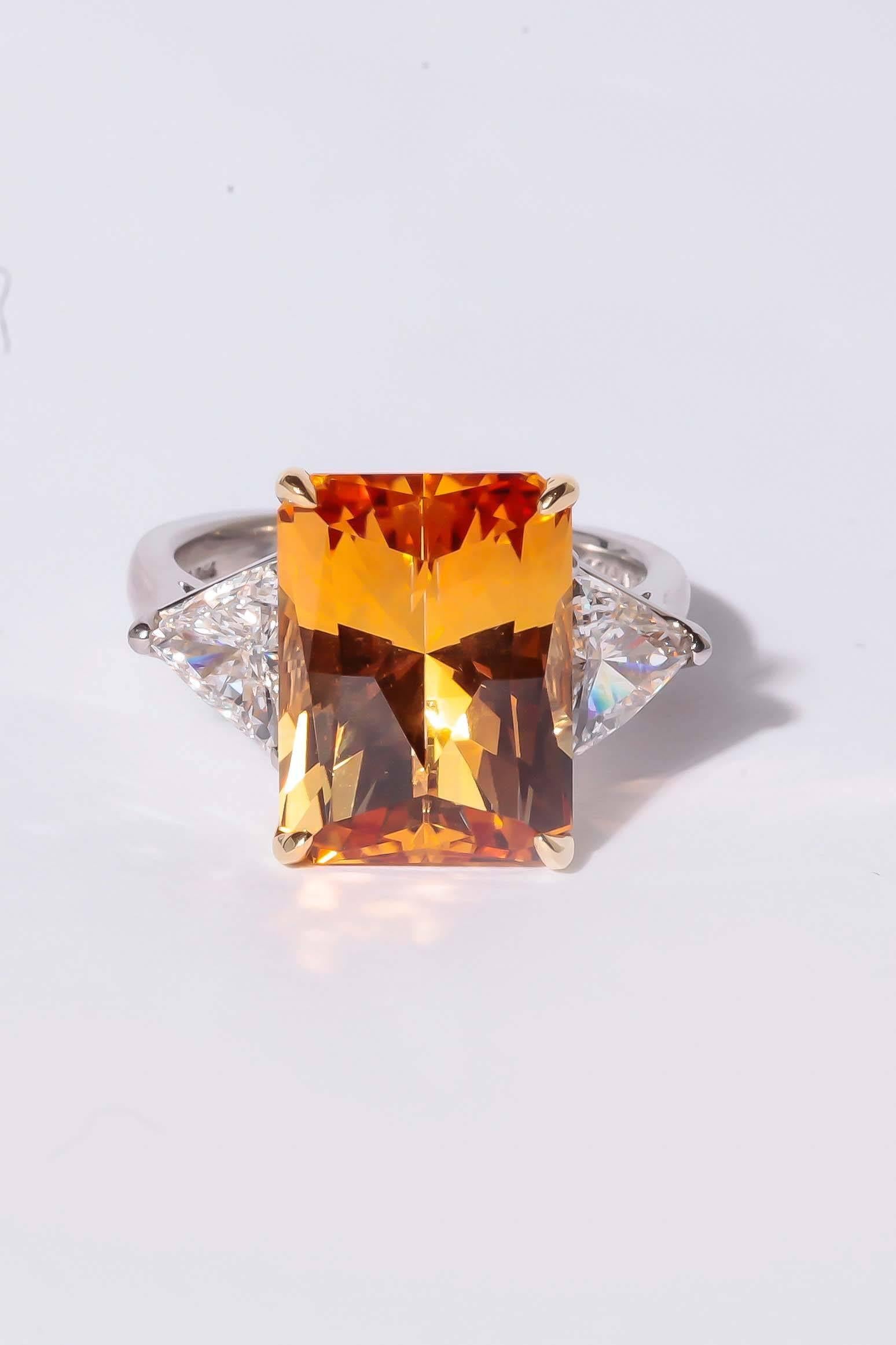 Richard Krementz Precious Topaz Diamond Platinum Ring For Sale 1