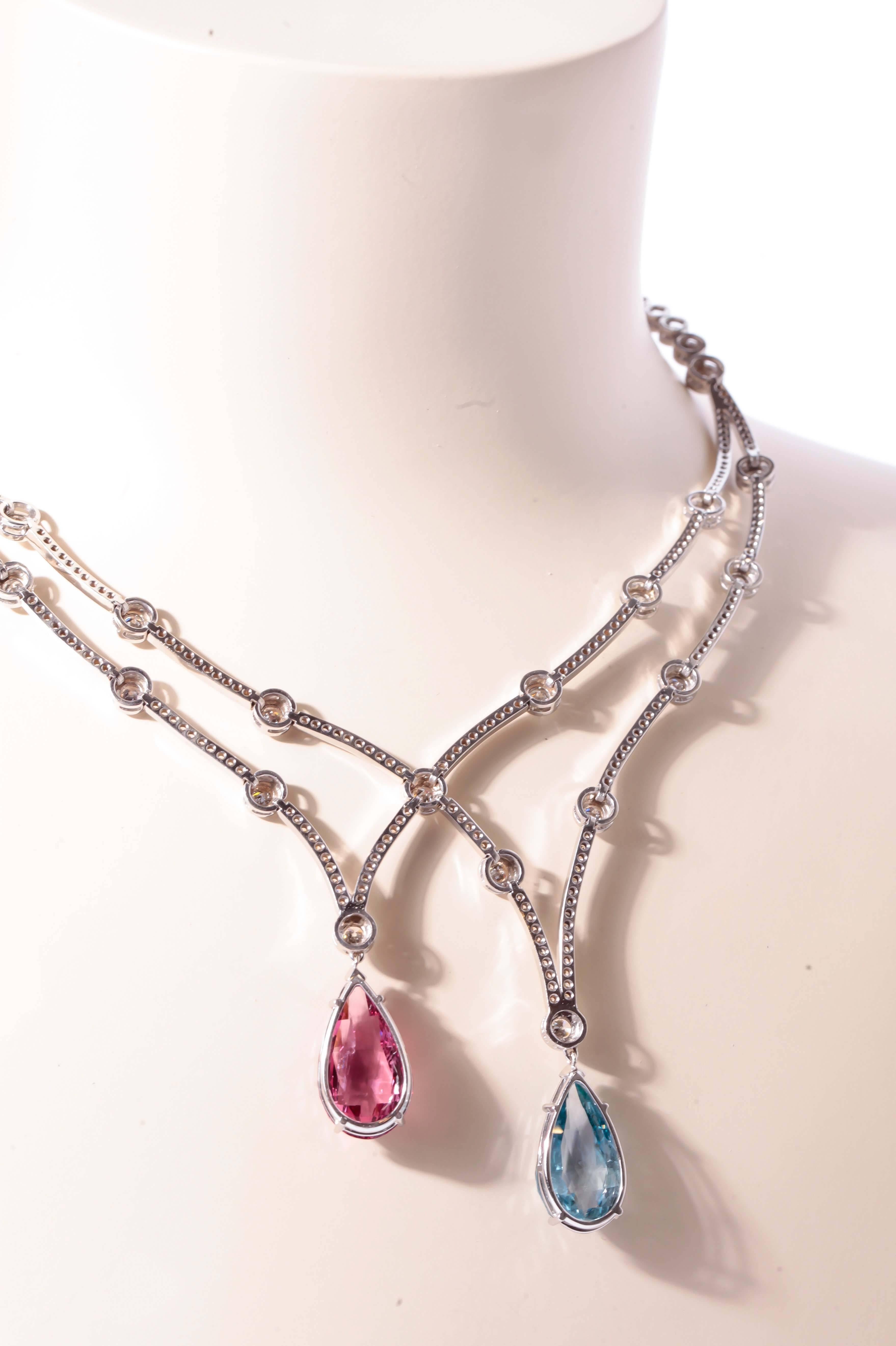 Women's Neil Joseph Spinel Sapphire Diamond Gold Necklace