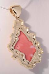 Coral Carved Cameo Gold Pendant