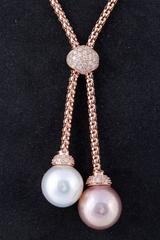 South Sea and Fresh Water Pearl Diamond Gold Pendant