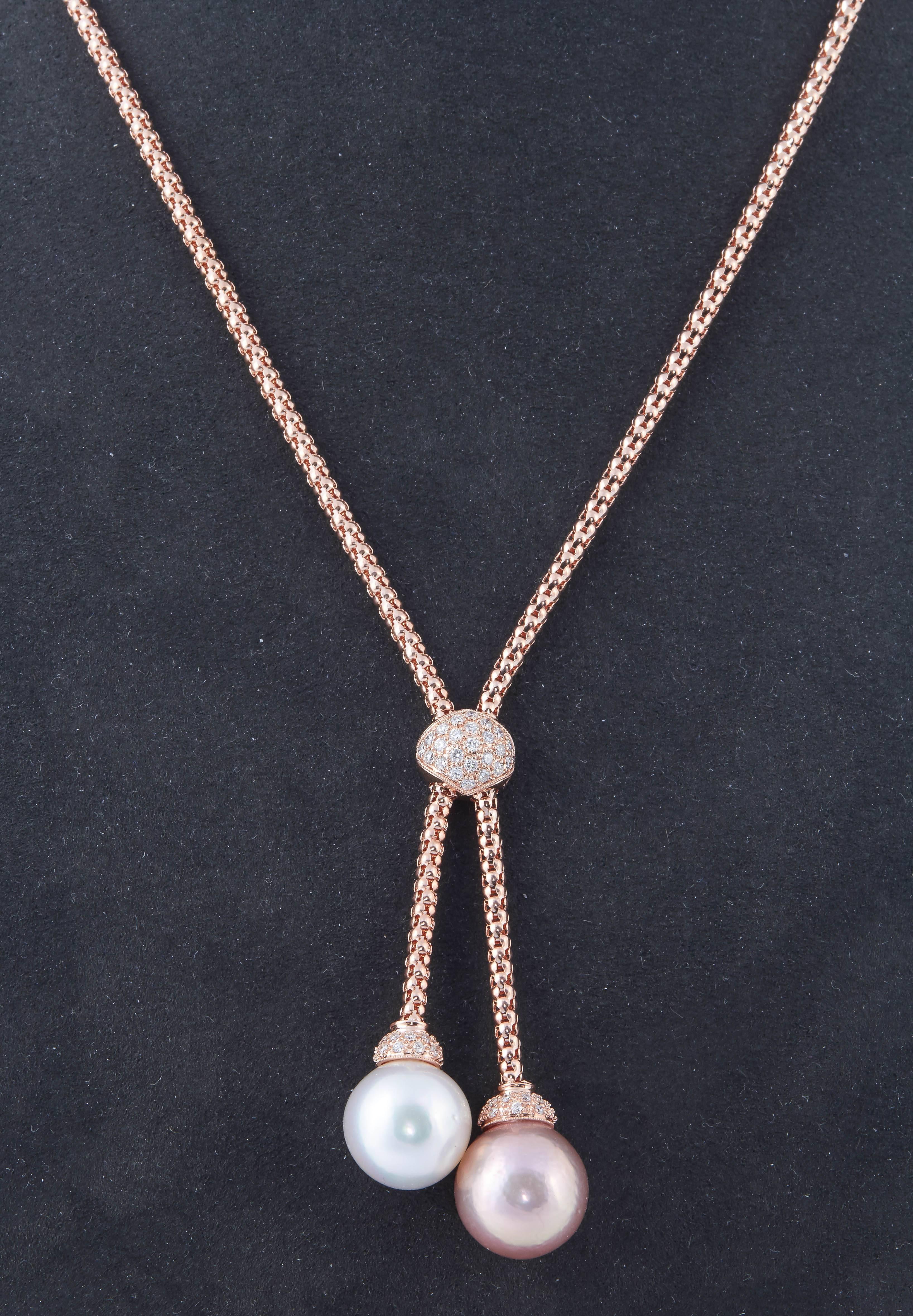 Contemporary South Sea and Fresh Water Pearl Diamond Gold Pendant