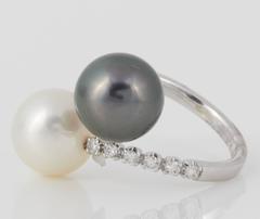 Tahitian and South Sea Pearl Diamond Gold Ring