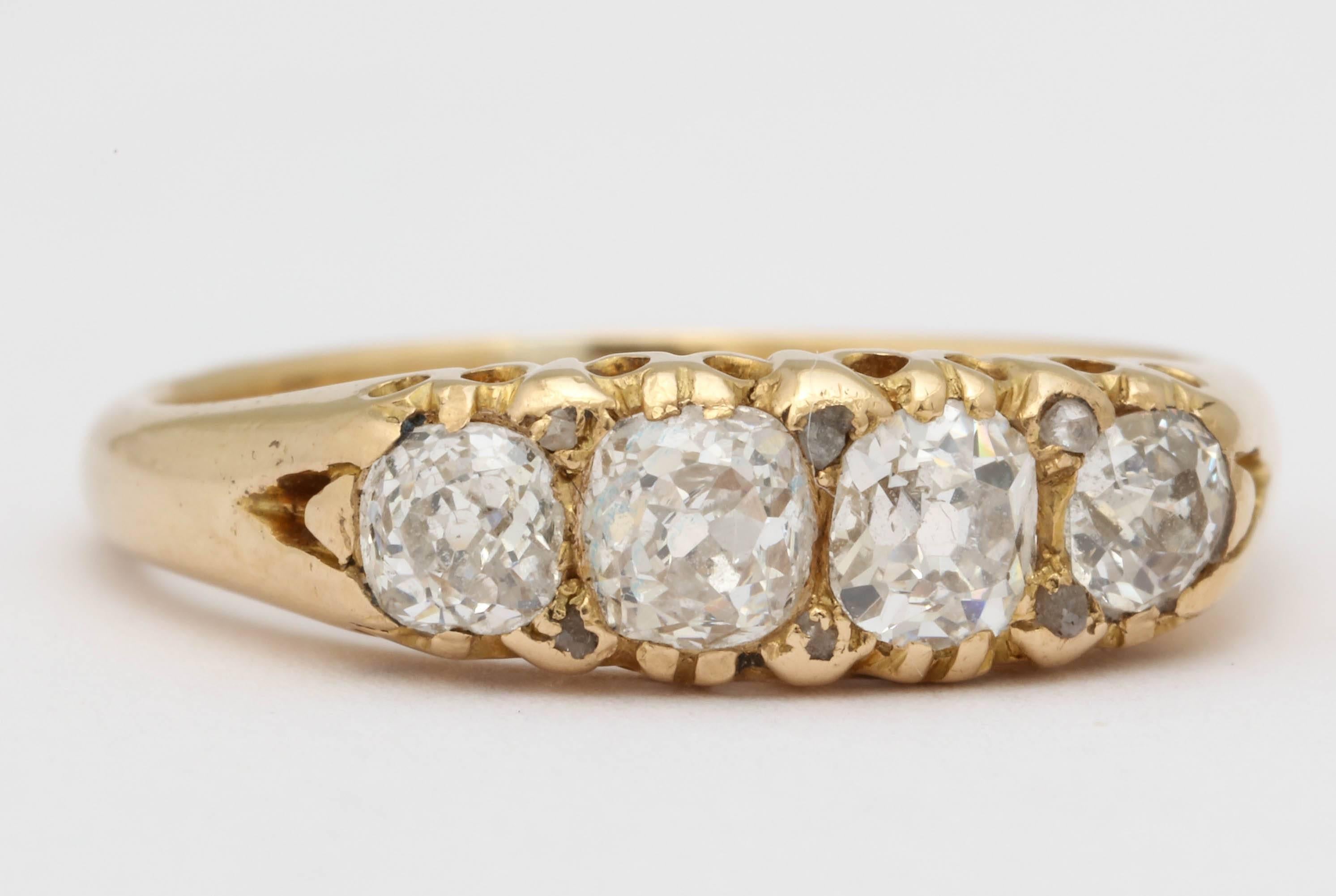 Victorian Diamond Gold Band Ring In Excellent Condition In New York, NY