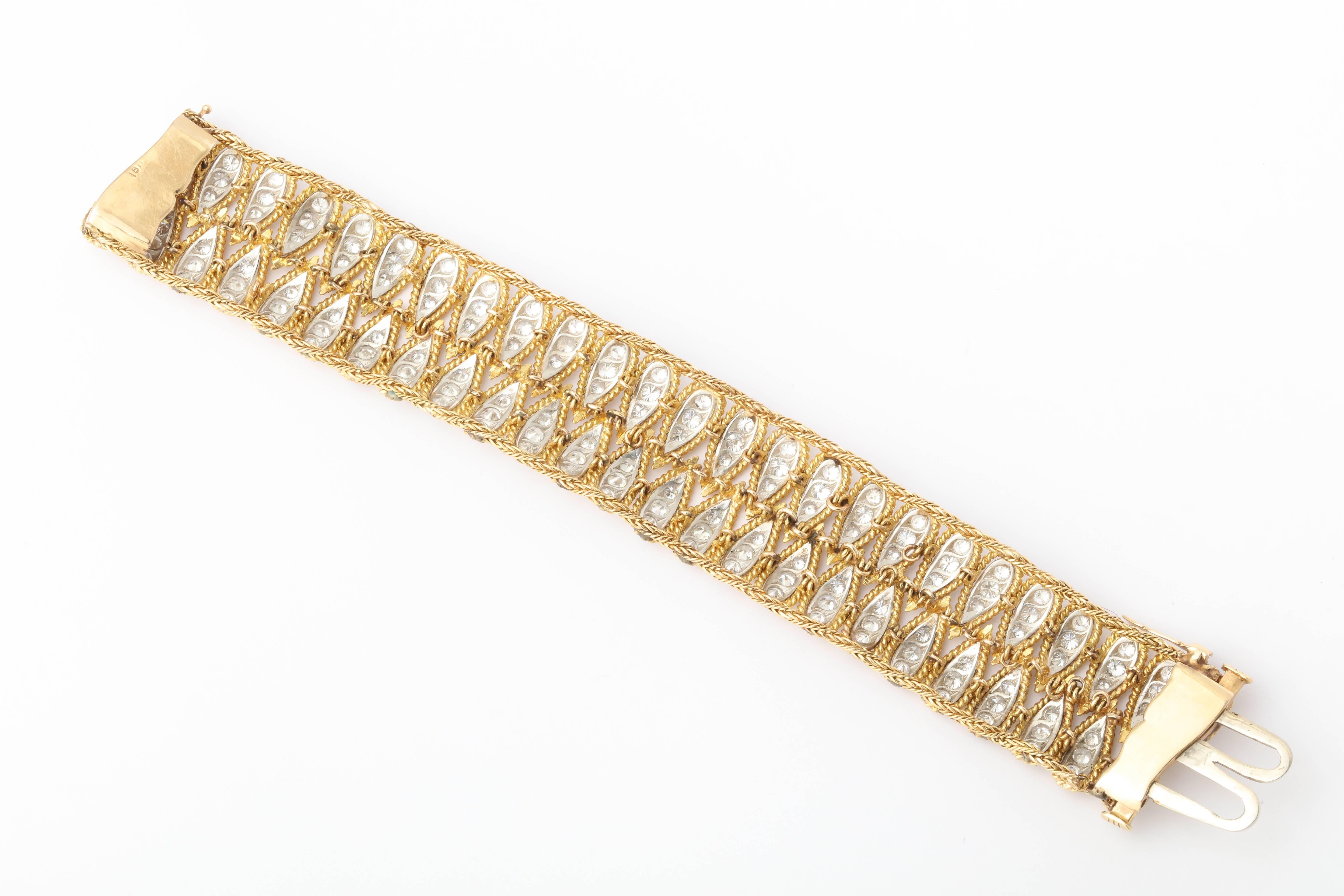 1950er Diamant-Gold-Armband (Zeitgenössisch) im Angebot