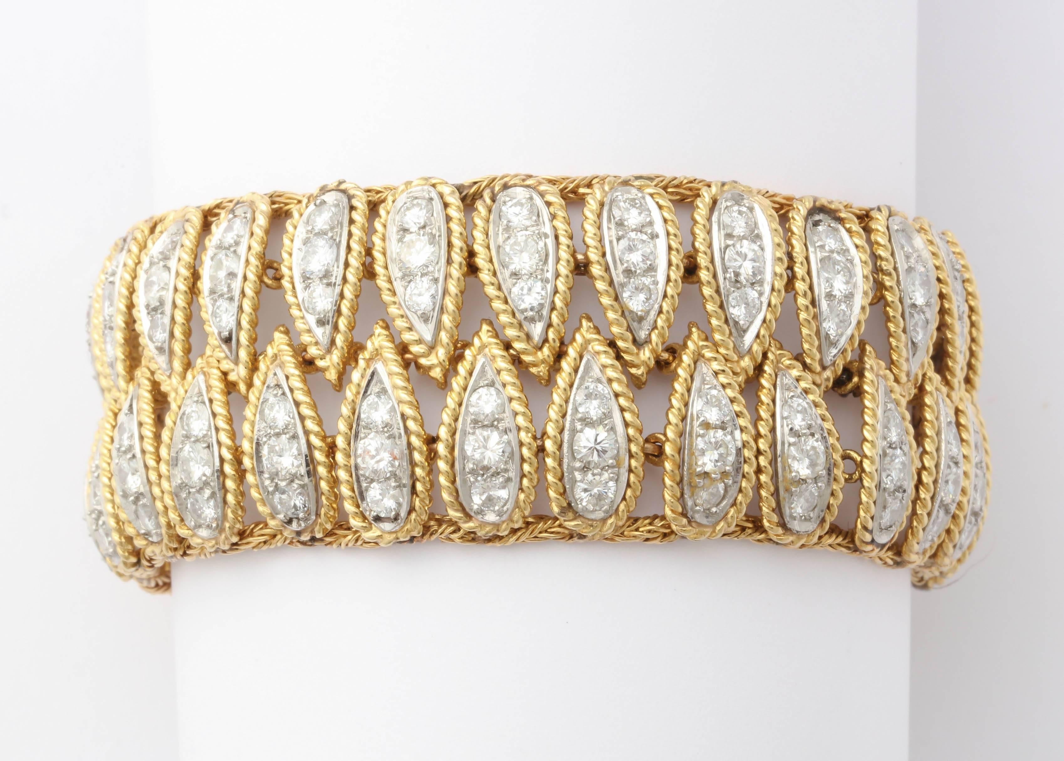 1950er Diamant-Gold-Armband Damen im Angebot