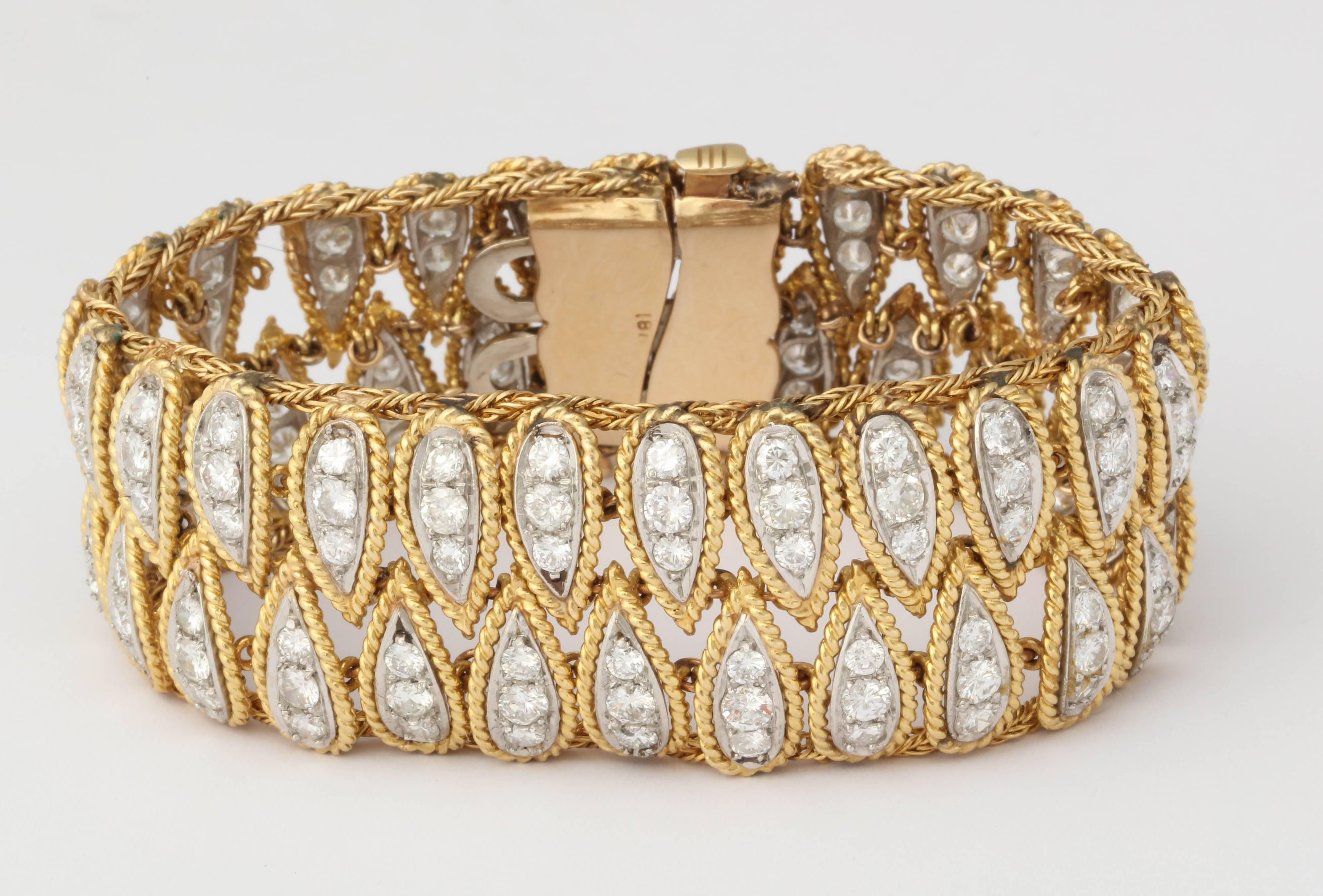 1950er Diamant-Gold-Armband im Angebot 2