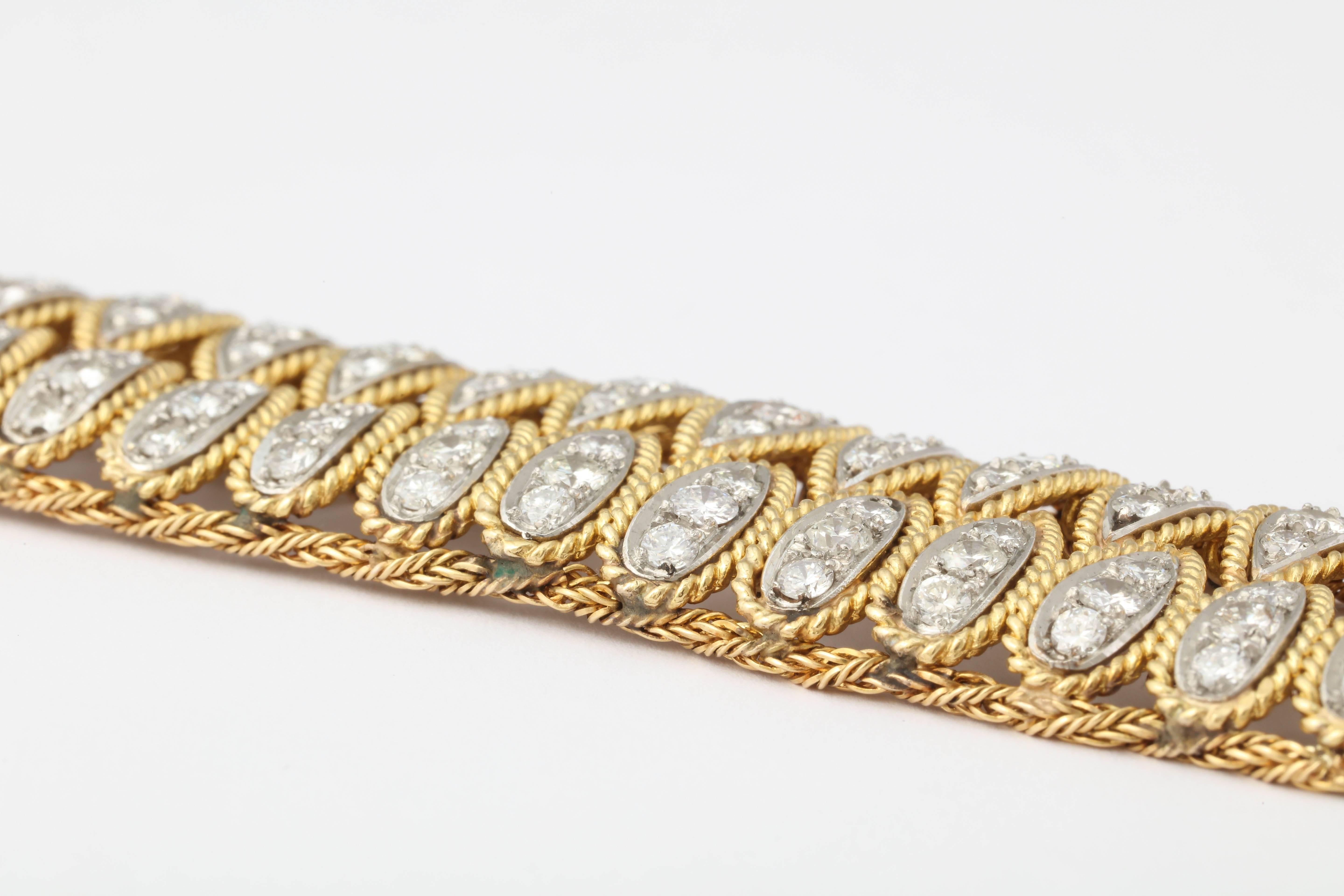 1950er Diamant-Gold-Armband im Angebot 3