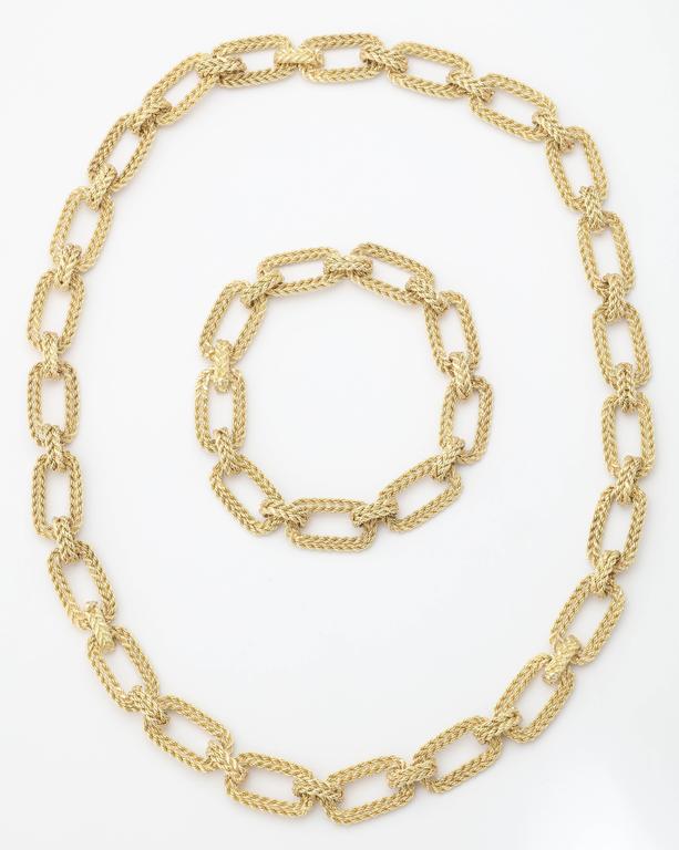 Gold Bar and Rope Chain Necklace of Variable Length at 1stDibs