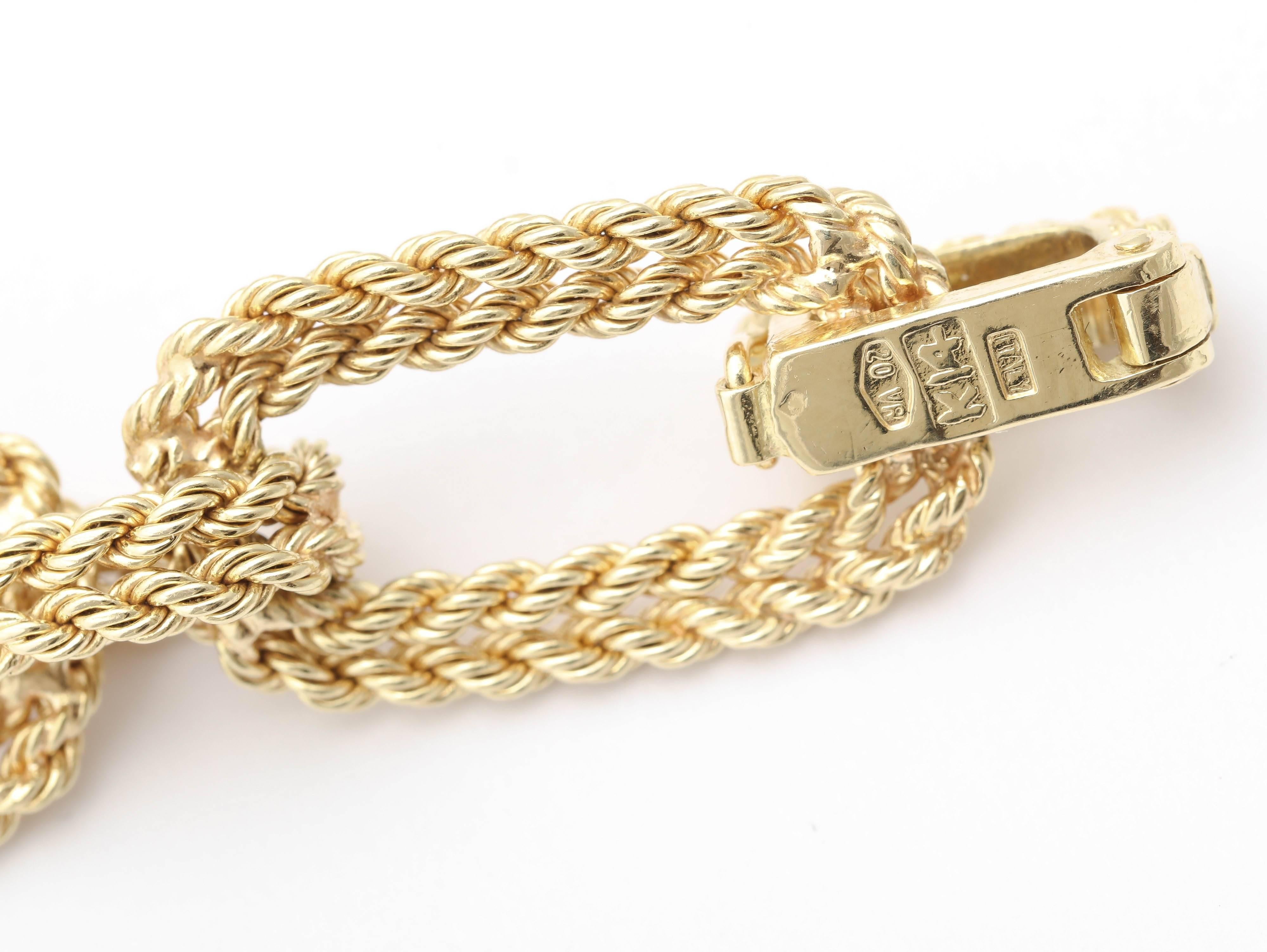 Contemporary Gold Bar and Rope Chain Necklace of Variable Length