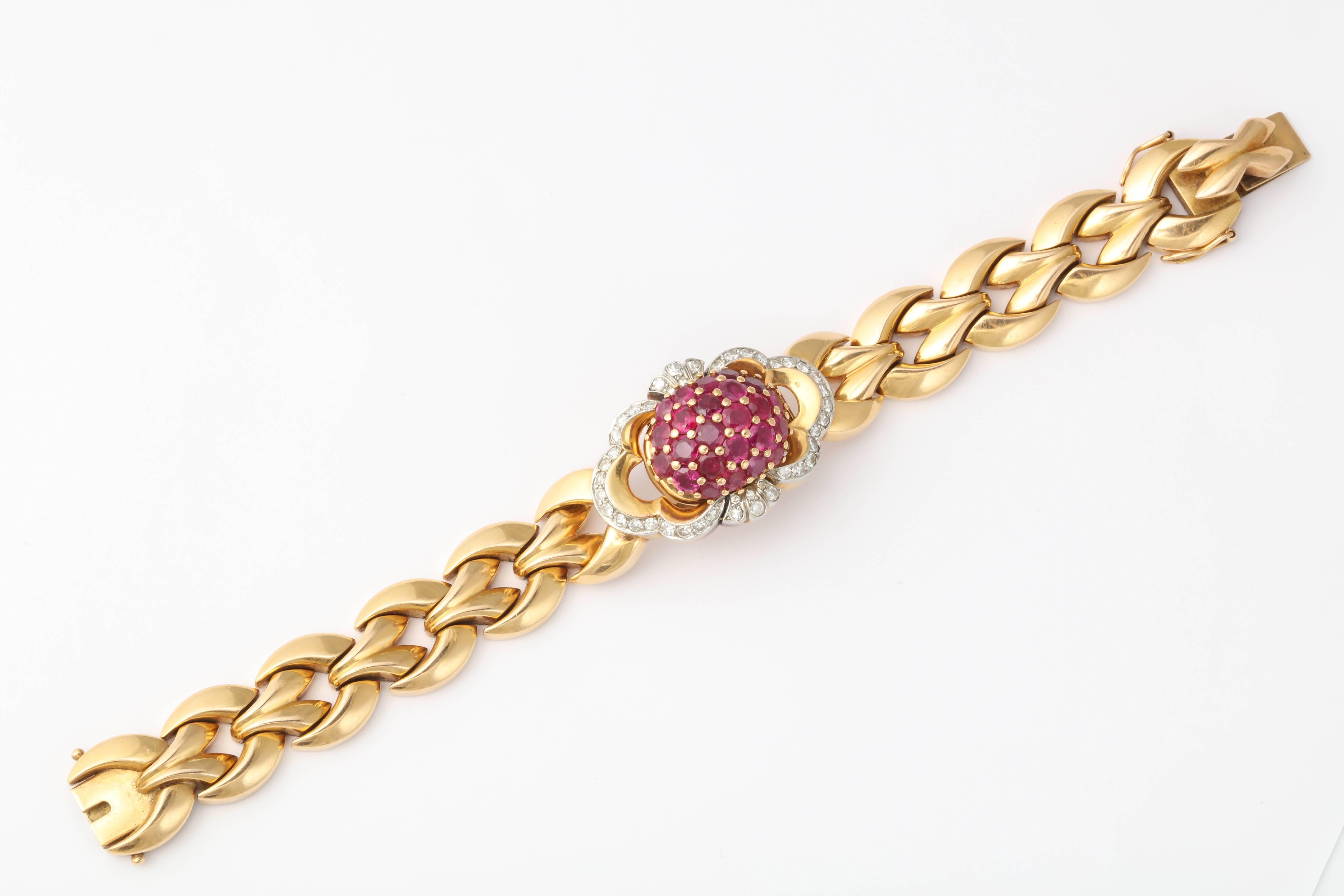 Tissot Lady's Yellow Gold Diamond Ruby Bracelet Wristwatch 5