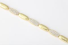 Diamond Hammered Gold Oval Bead Bracelet