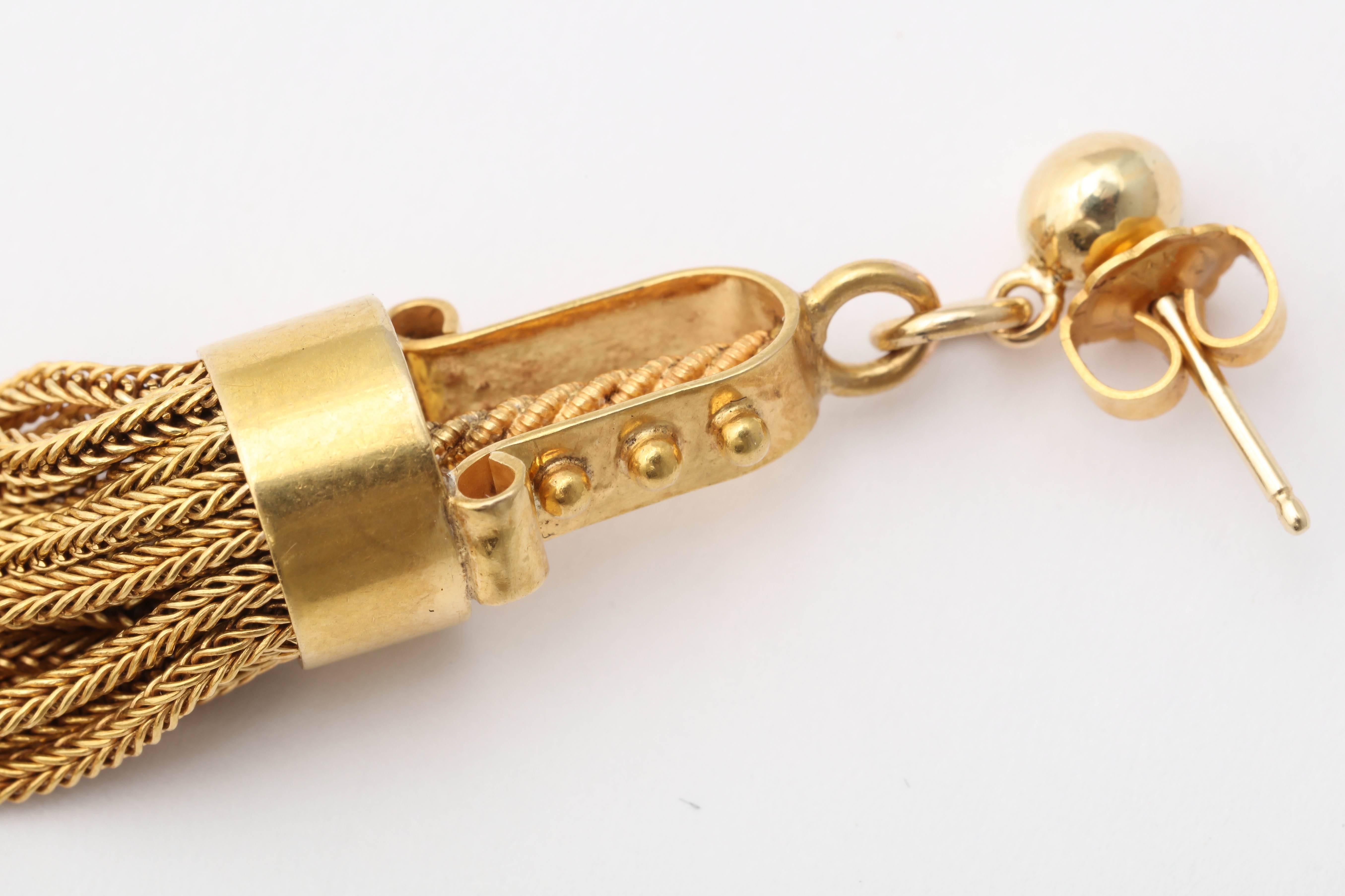 Women's Highly Stylized Gold Tassel  Earrings 