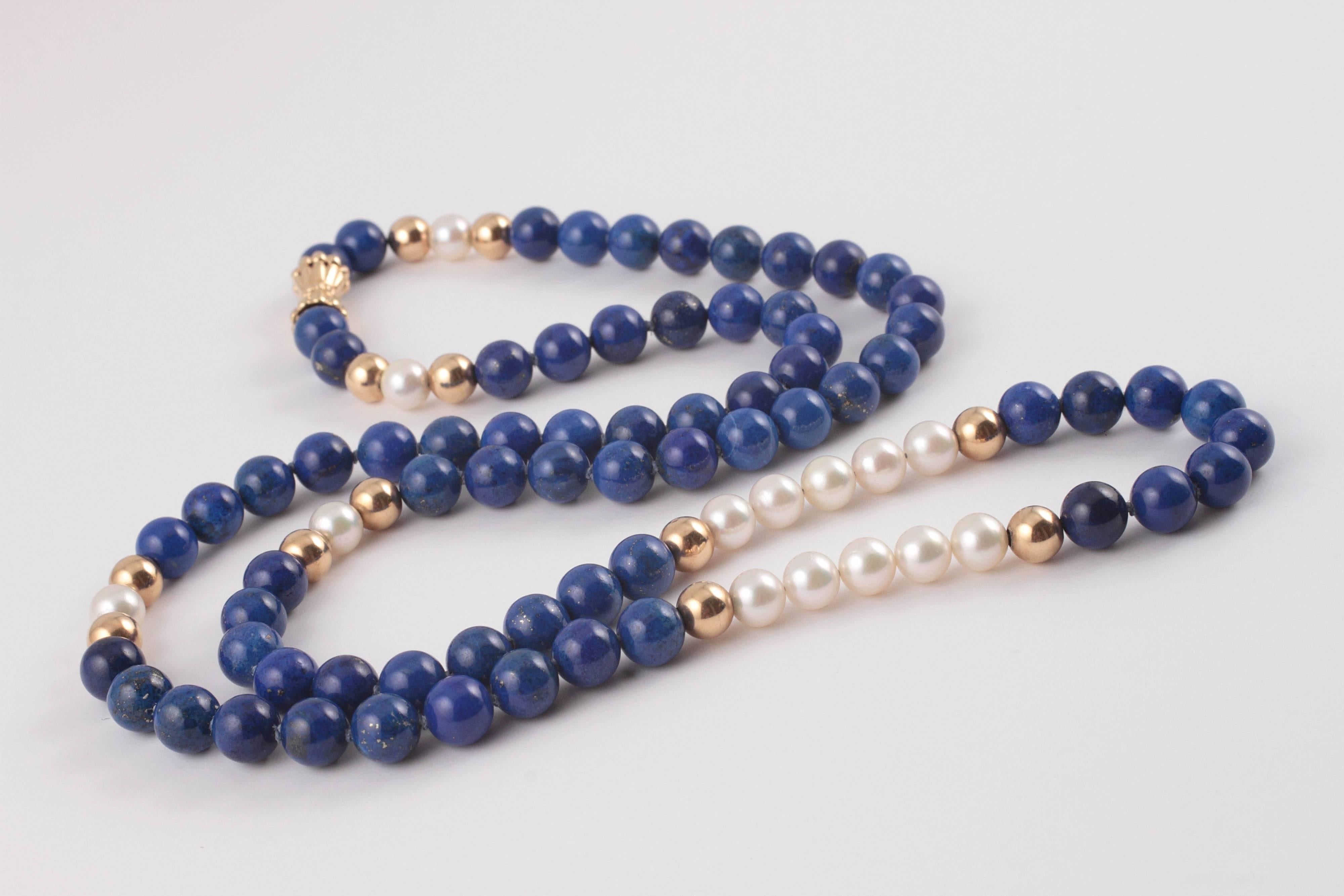 lapis lazuli and pearl necklace