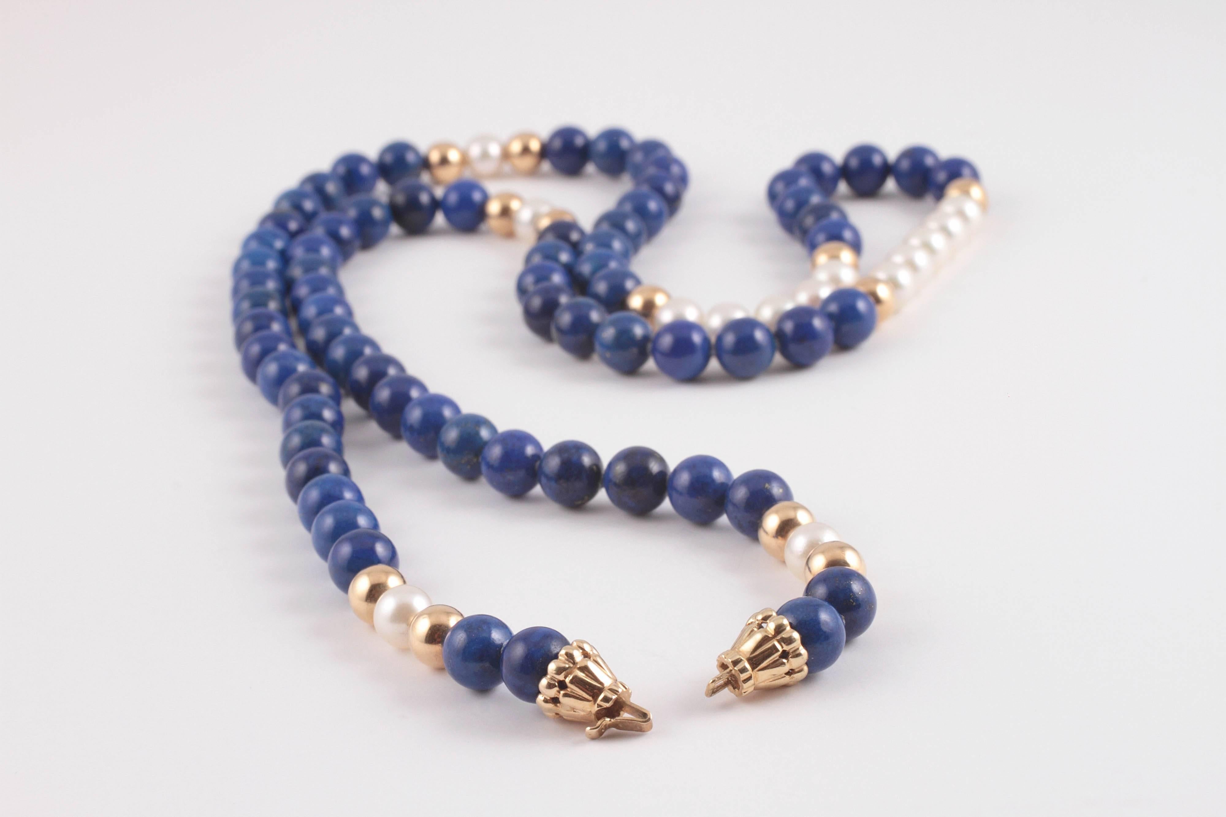 lapis lazuli pearl necklace