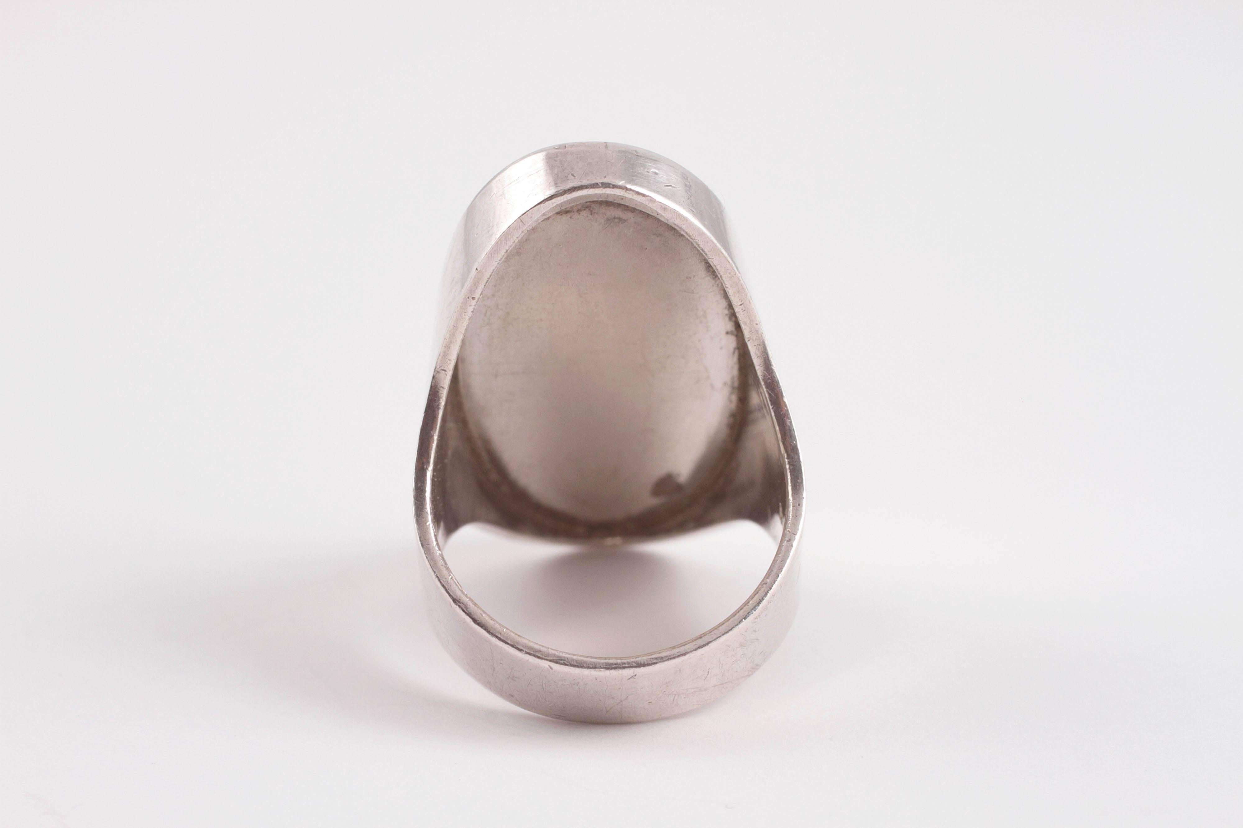 German Modern Enamel Silver Ring 2