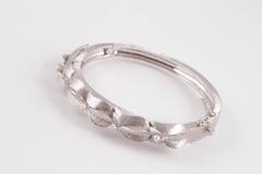 Pearl Diamond Gold Hinged Bangle Bracelet
