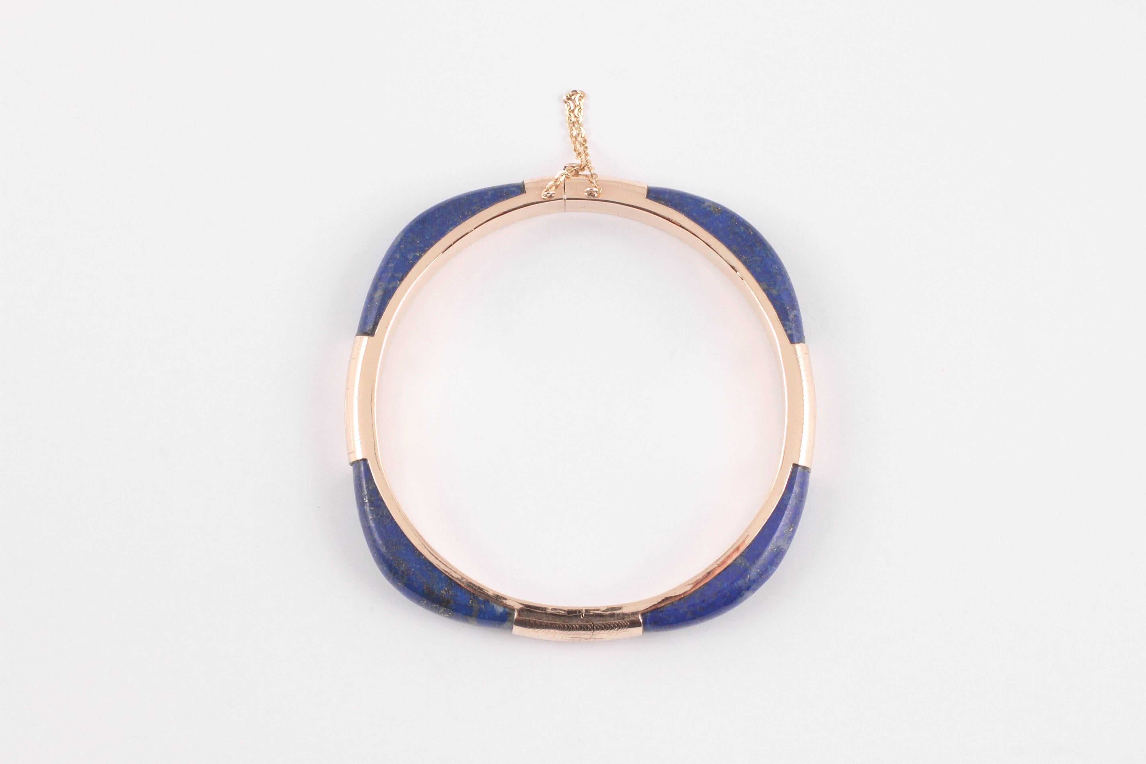 Lapis und Gelbgold Scharnier-Armband Damen