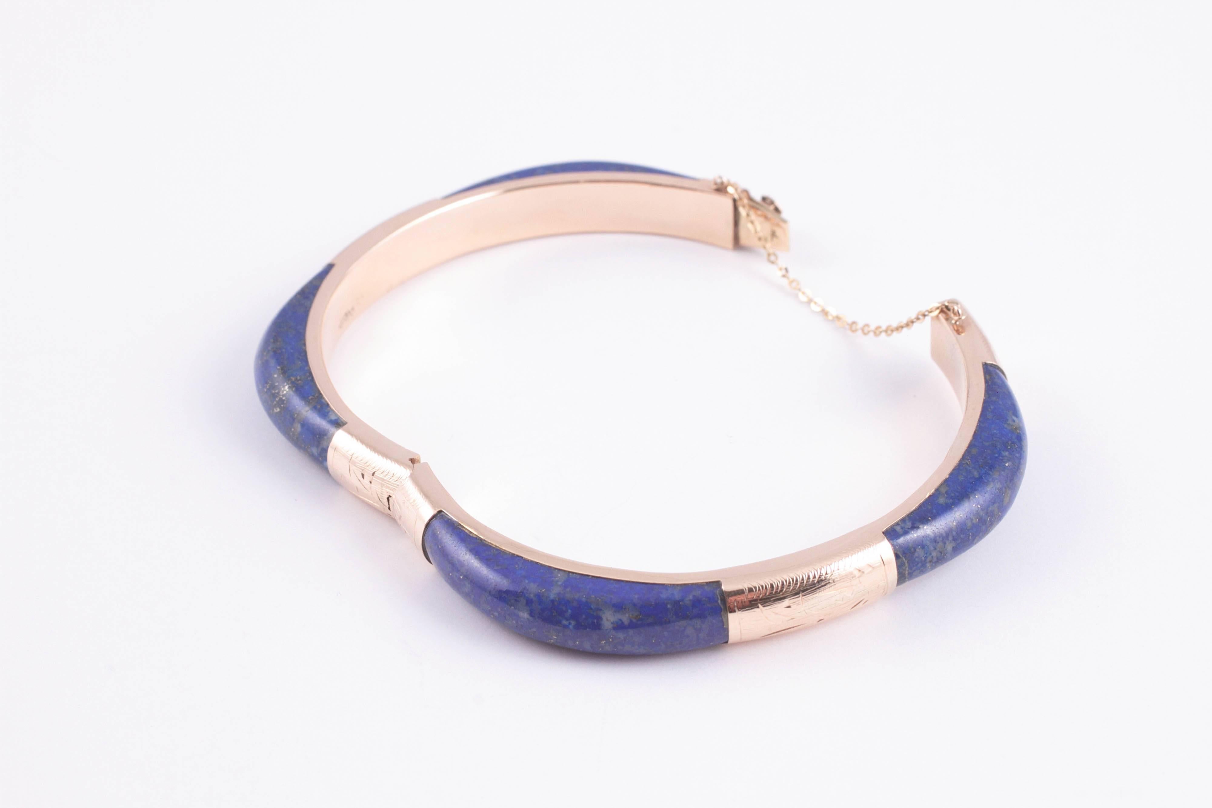 Lapis und Gelbgold Scharnier-Armband 1
