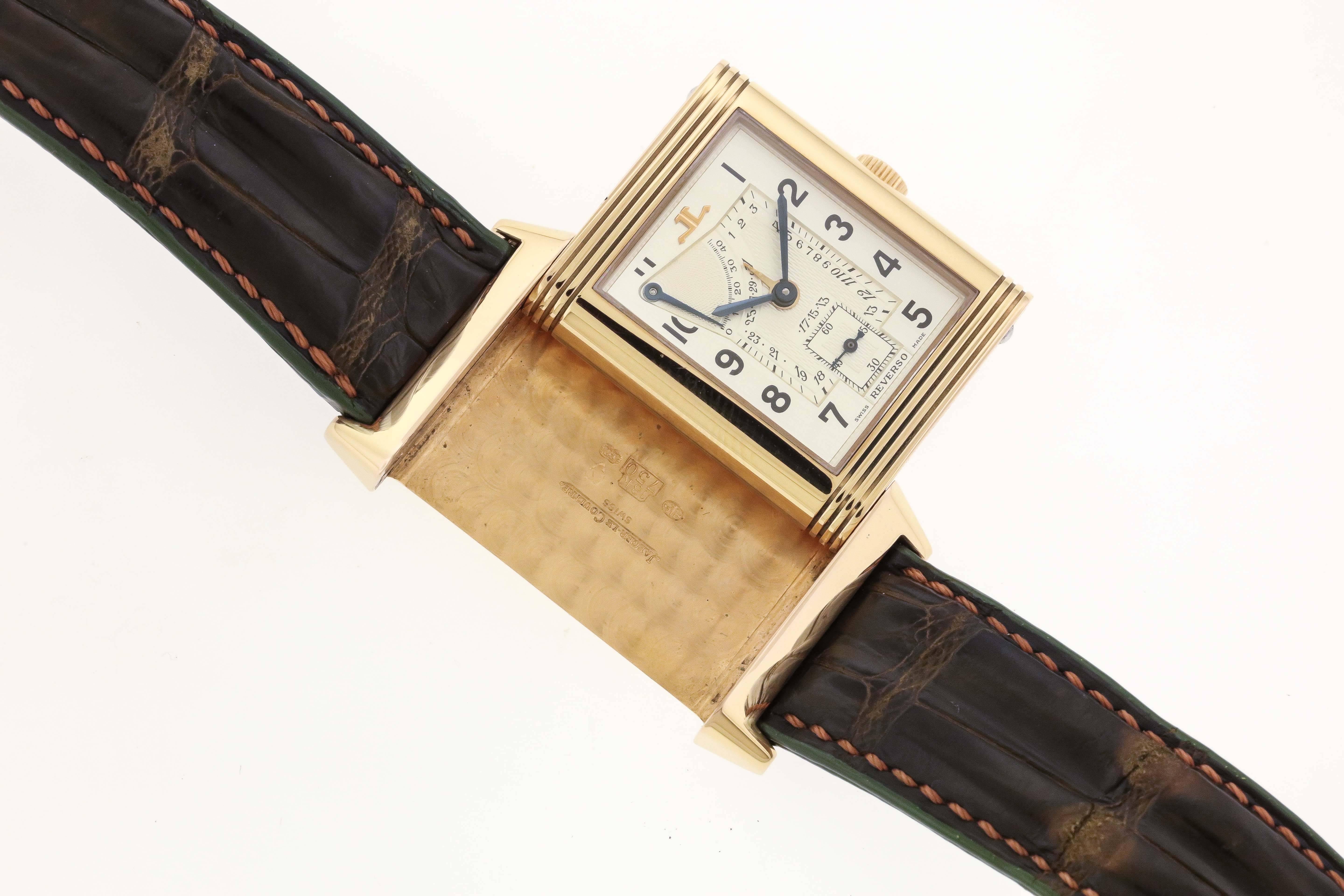 Women's or Men's Jaeger LeCoultre Rose Gold Reverso 60th Anniversary Wristwatch