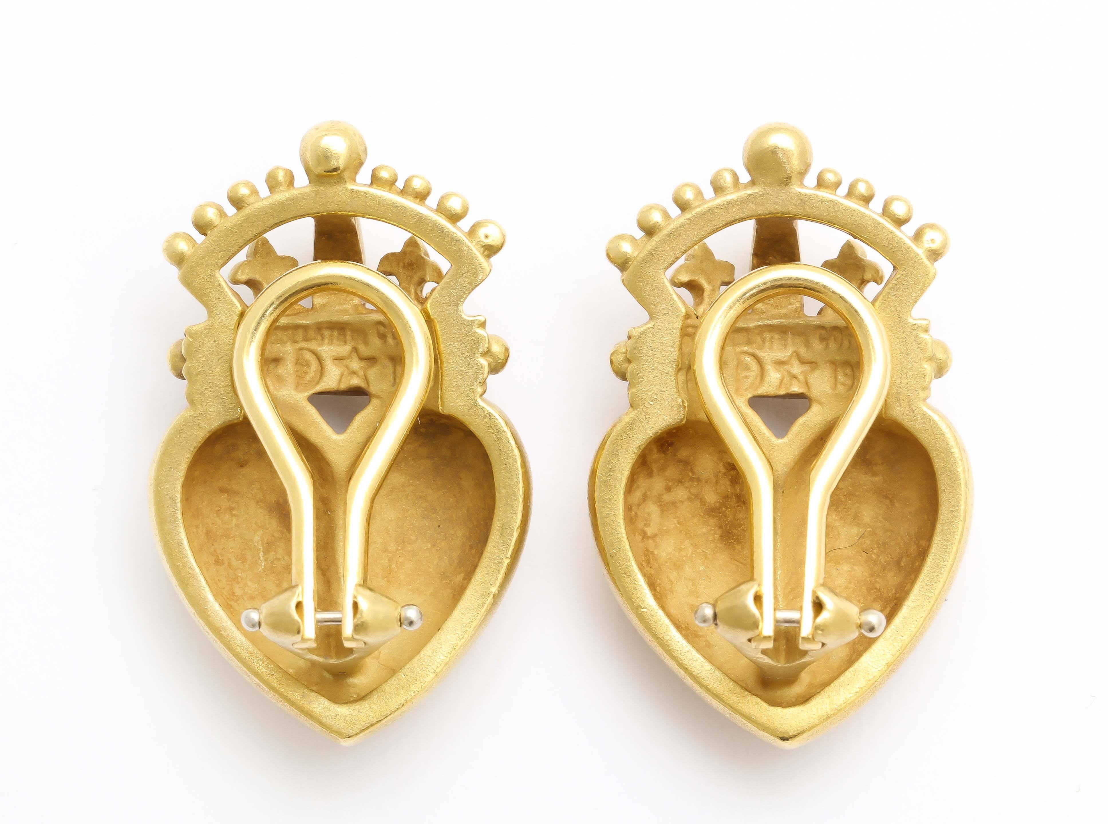 1987 Kieselstein Cord Heart and Crown Earrings In Excellent Condition In New York, NY