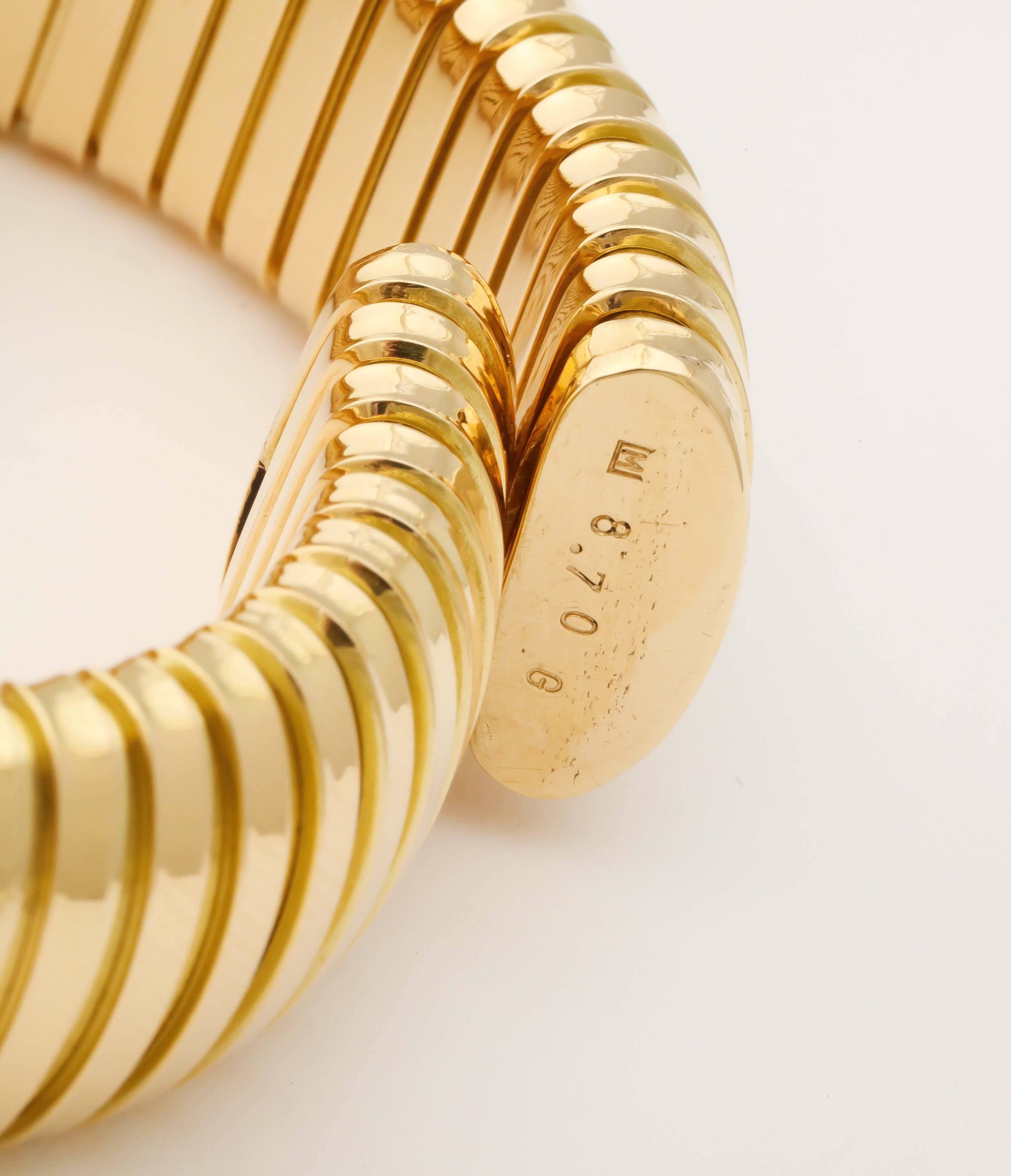 Gold Tubogas Bracelet In New Condition In New York, NY