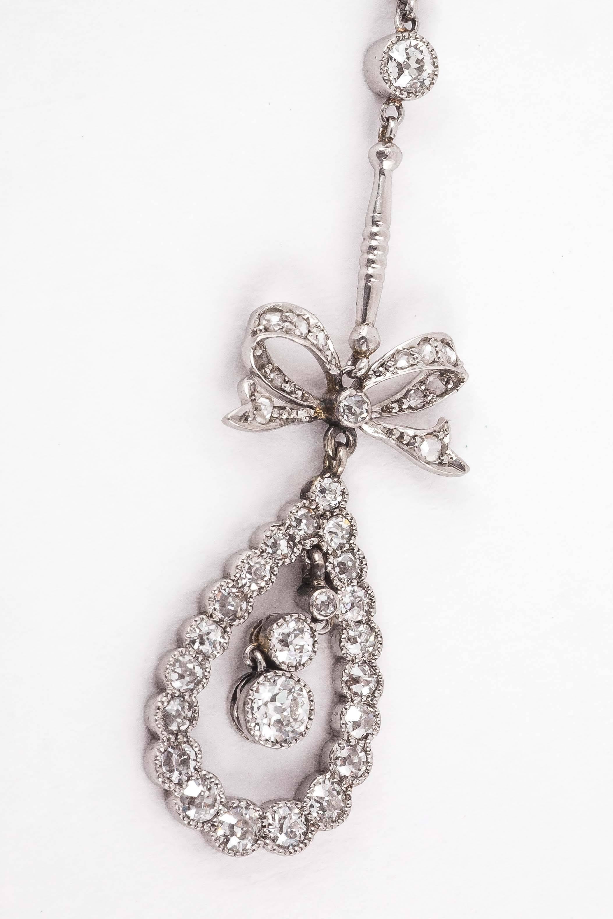 Women's Edwardian Diamond Necklace For Sale