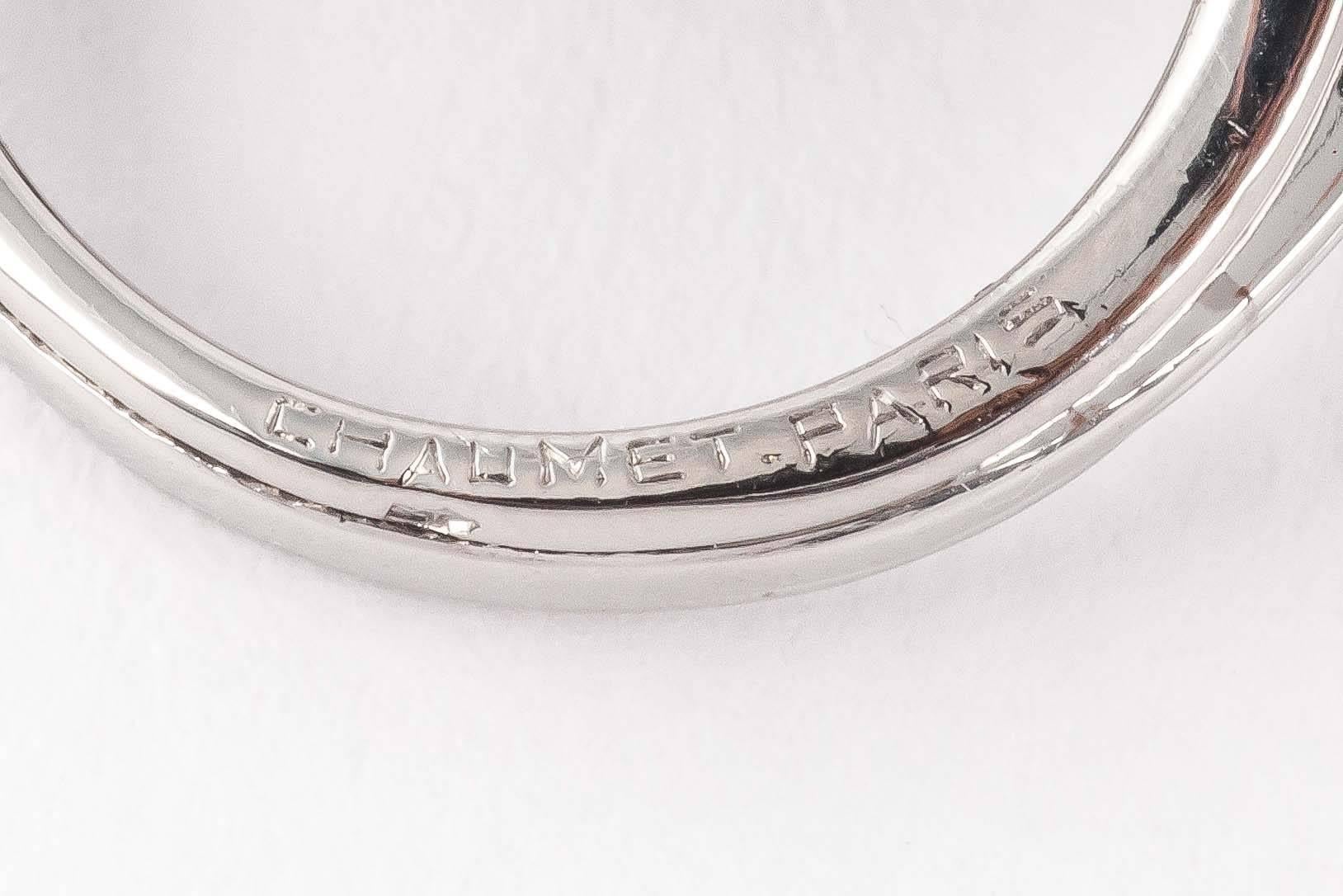 Women's Chaumet Sapphire Diamond Platinum Dress Ring  For Sale