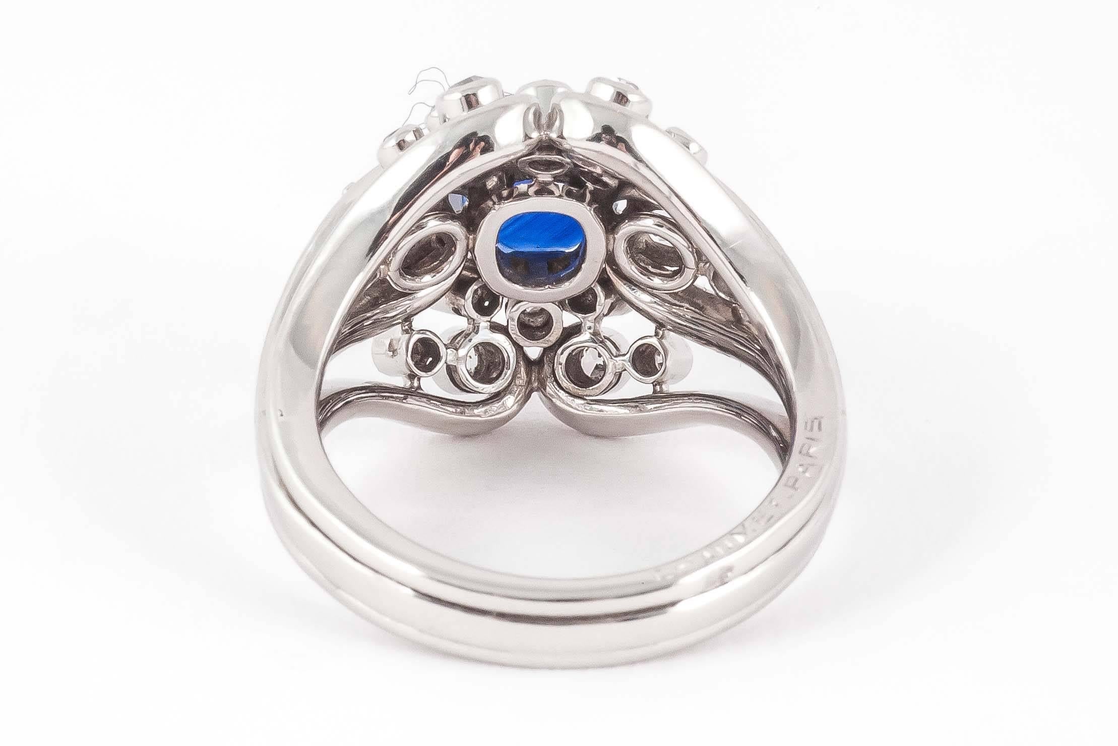 Chaumet Sapphire Diamond Platinum Dress Ring  For Sale 2