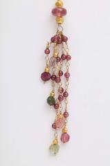 Graceful Tourmaline Garnet Gold Bead Chain Earrings