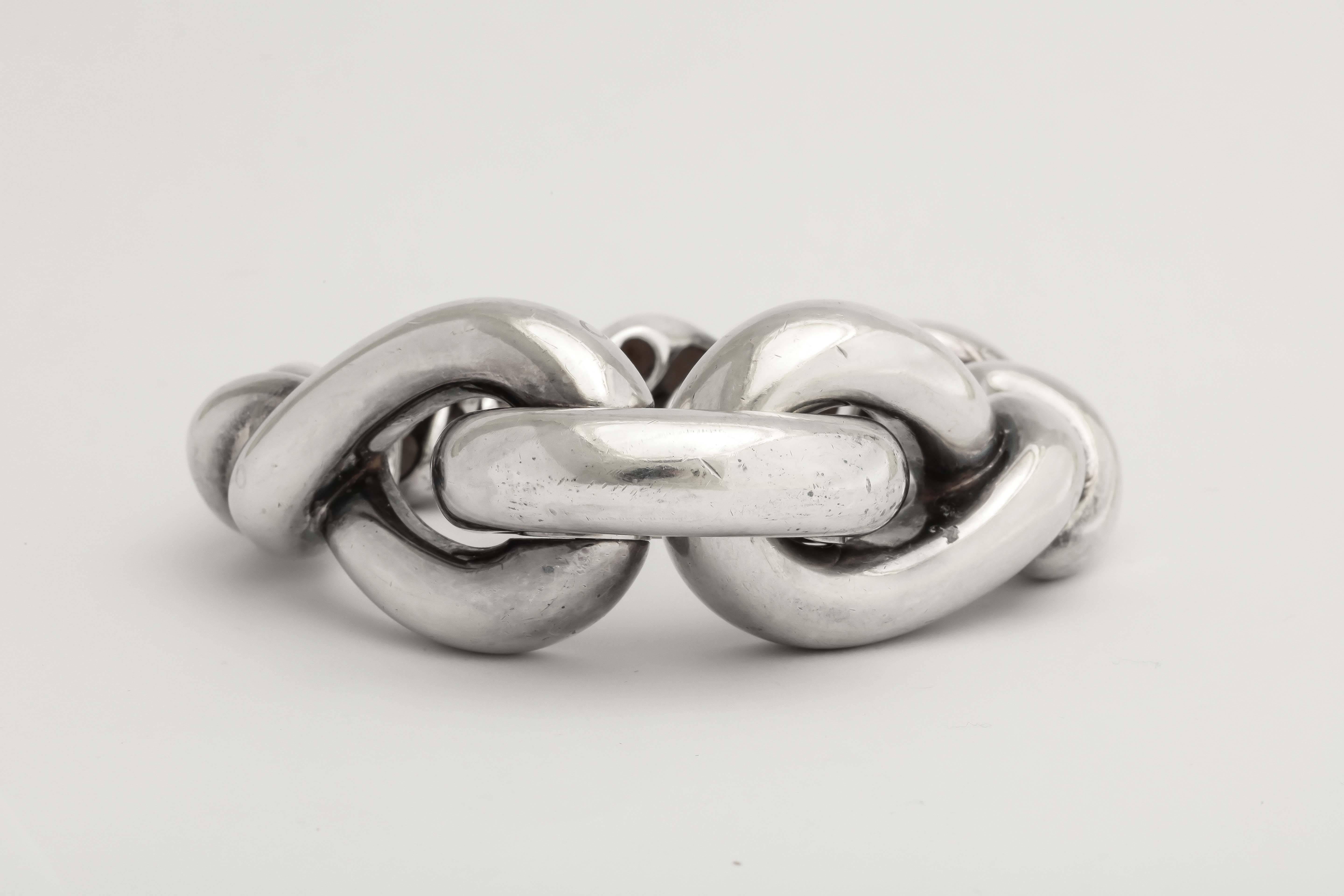 Hermes large link silver bracelet 