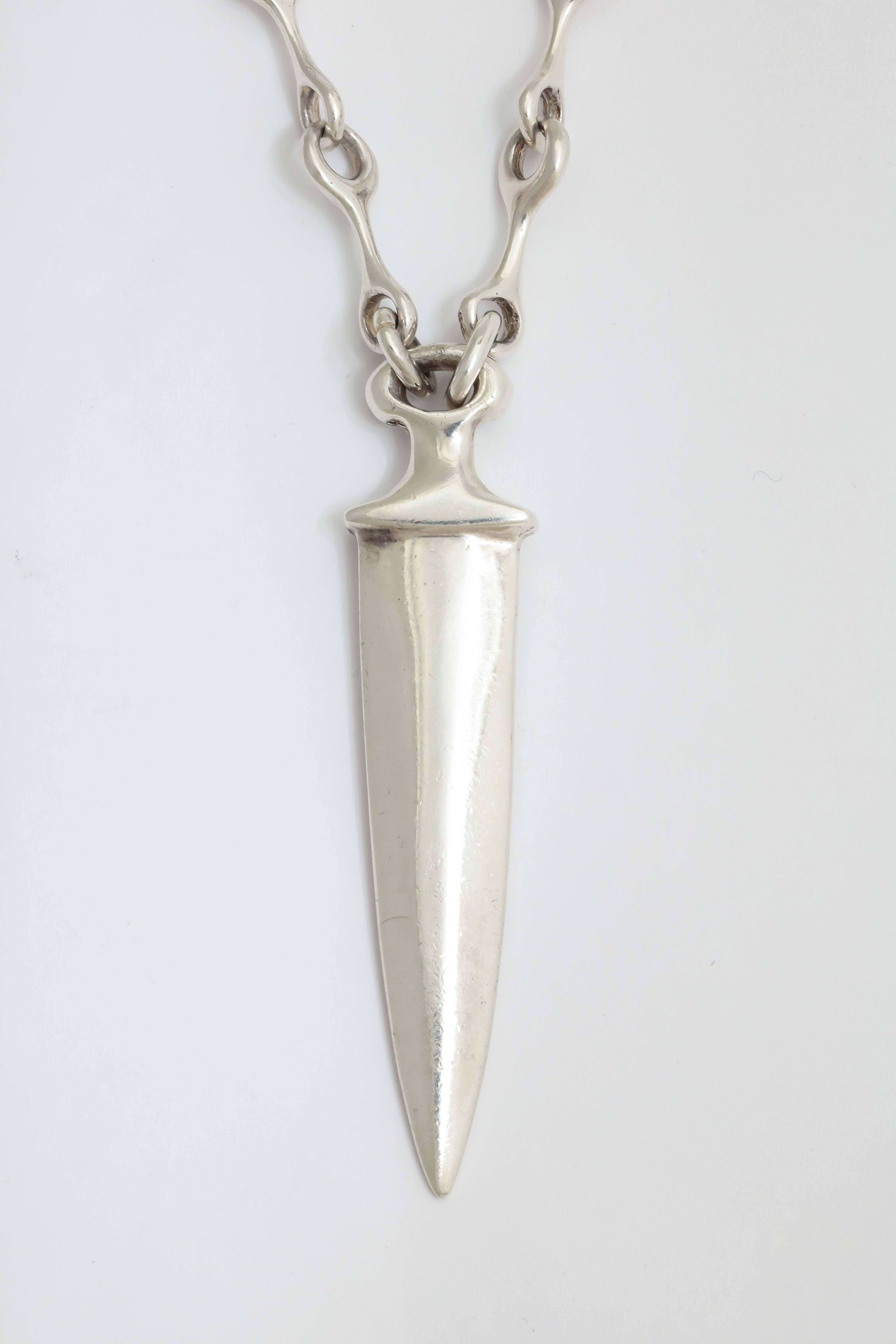 Women's or Men's Robert Lee Morris Sterling Silver Dagger Necklace 