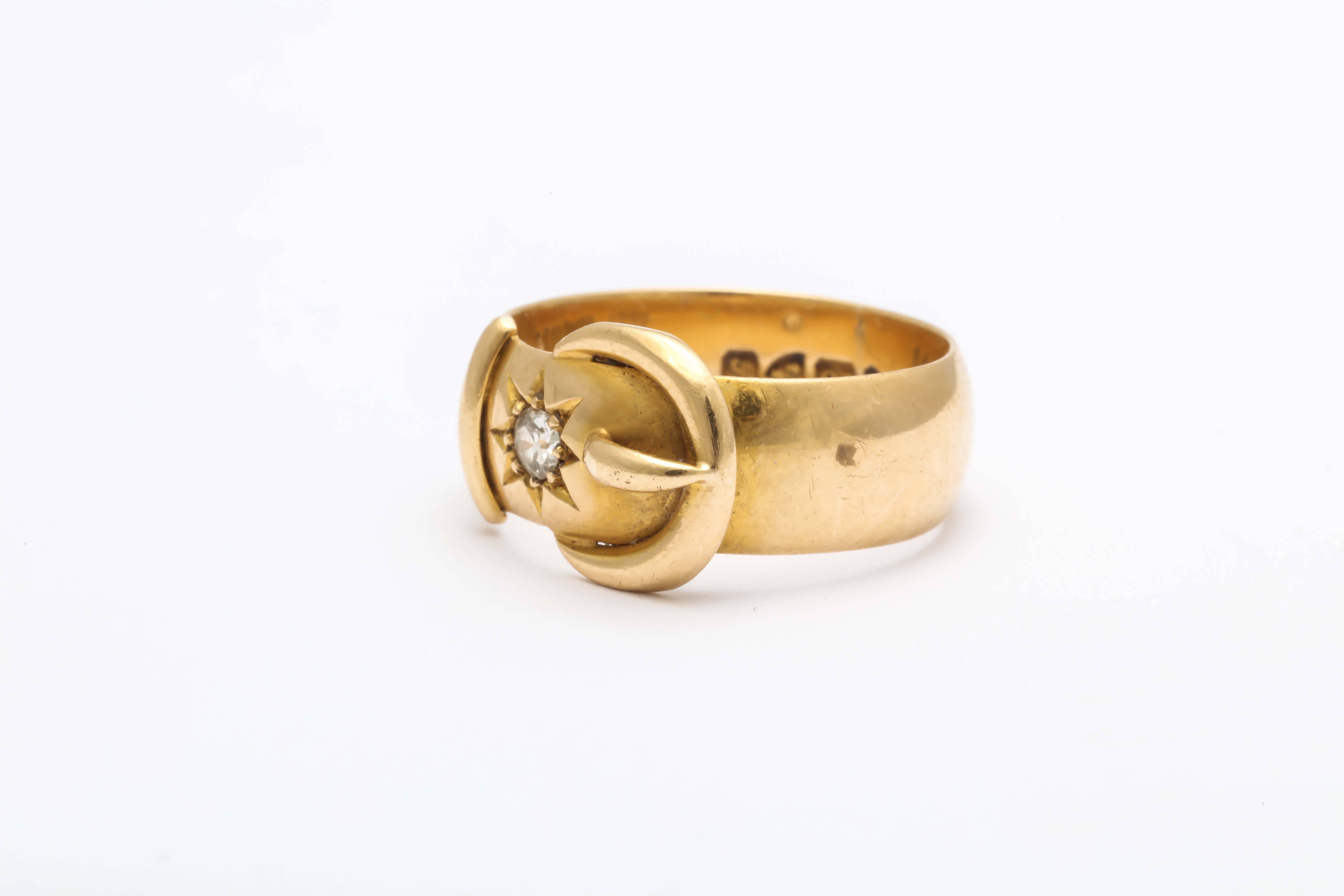 1915 Diamond Gold Buckle Ring  In Excellent Condition In New York, NY