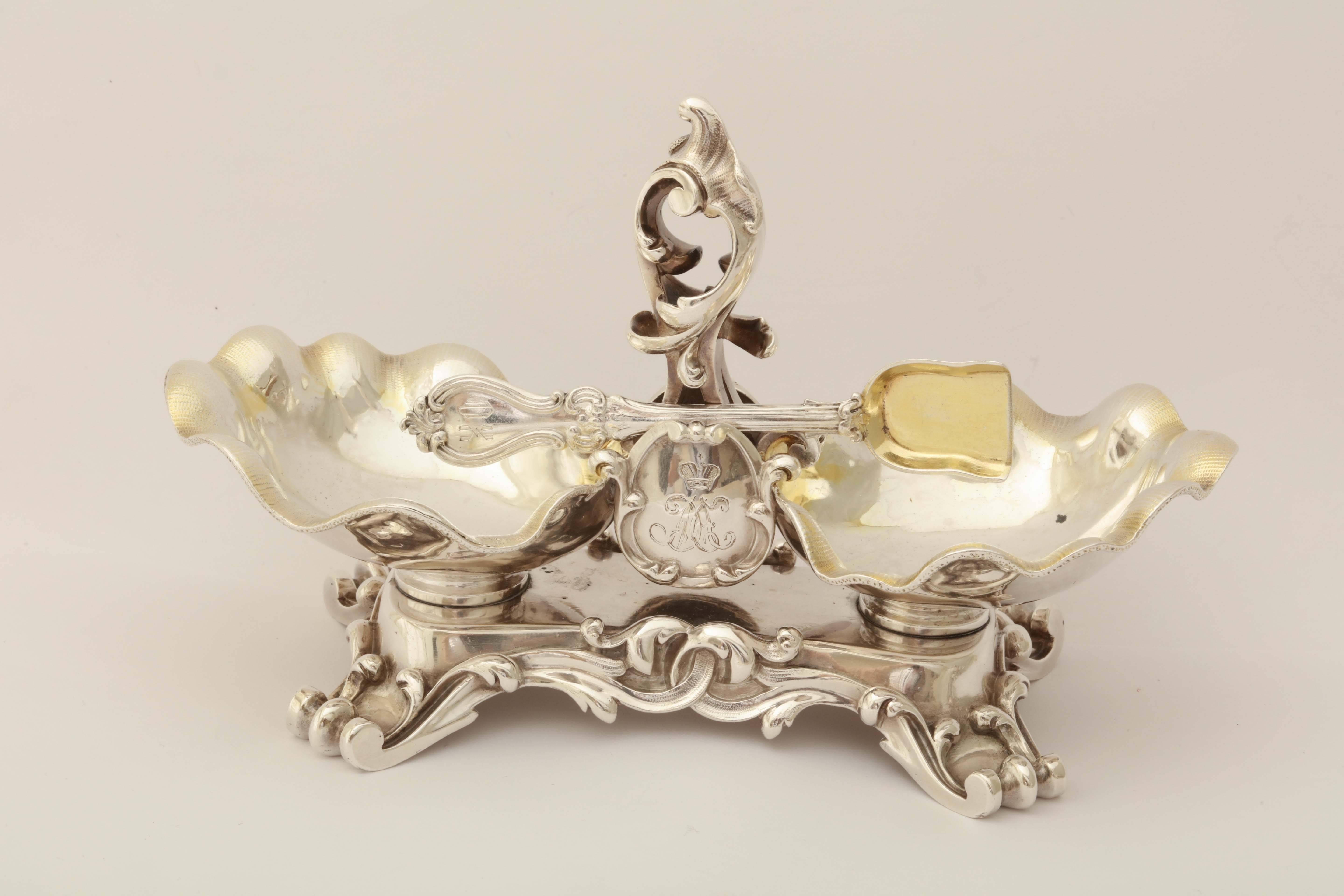 Rococo Pair of Imperial Russian Silver Salt Cellars Made for Grand Duke Michael, 1857