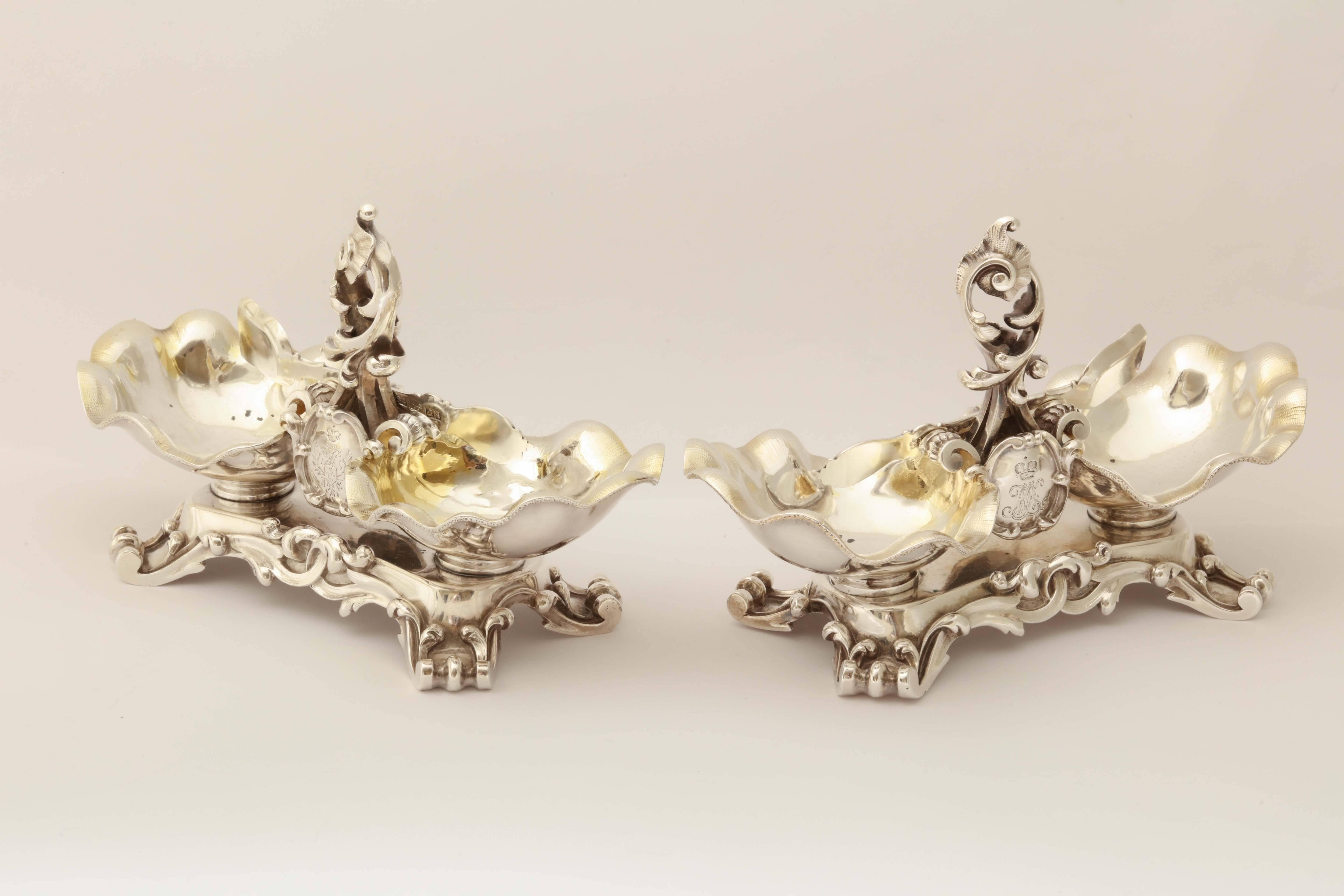 Pair of Imperial Russian Silver Salt Cellars Made for Grand Duke Michael, 1857 1