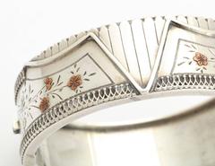 Antique Victorian Sterling Silver Corset Bracelet  c. 1870