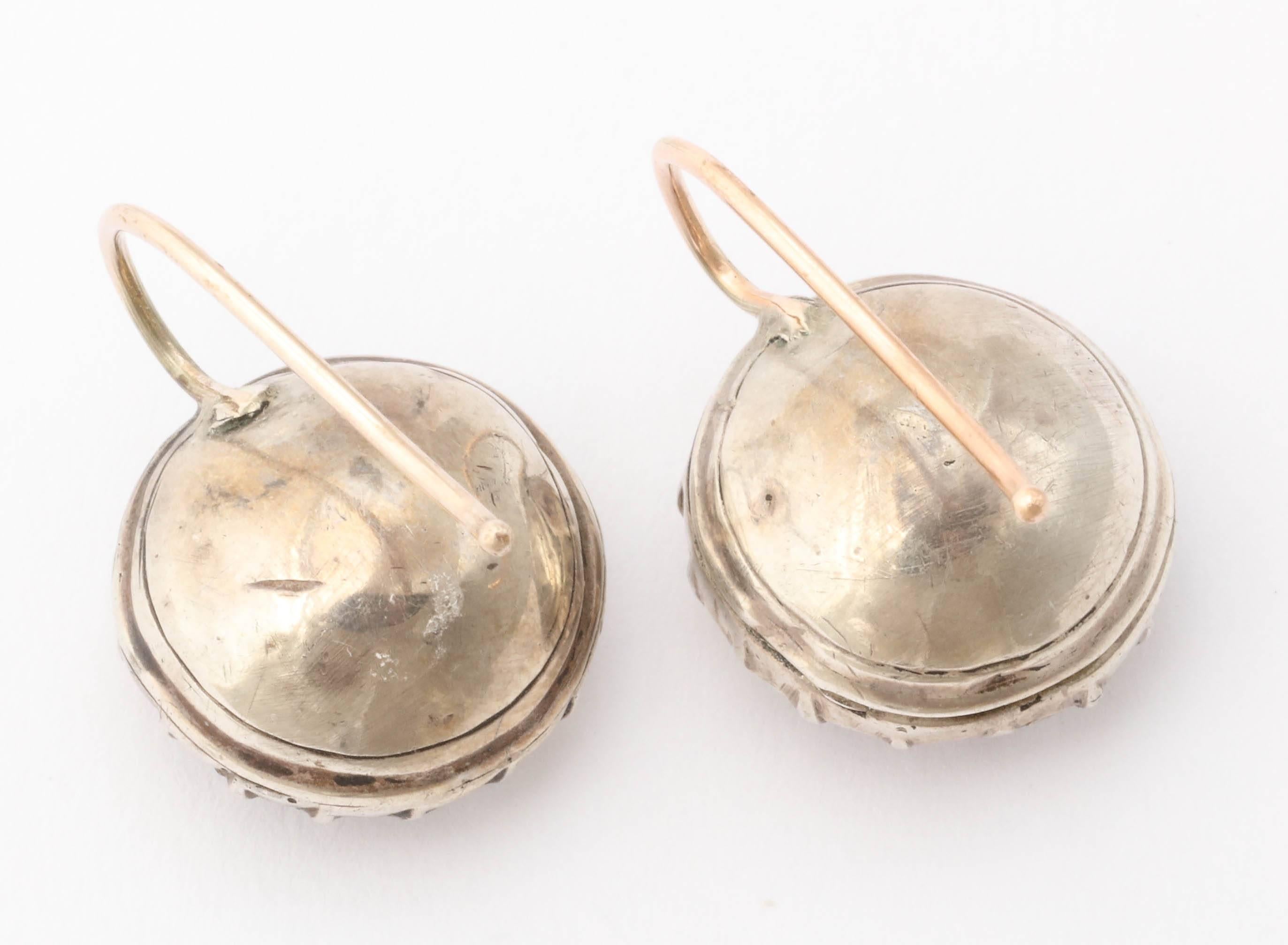 Women's  Silver Set Georgian Paste Drop Earrings