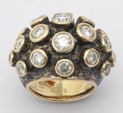 Marilyn Cooperman Diamond Patinated Silver Gold Ring