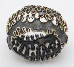 Marilyn Cooperman Moonstone Patinated Silver Gold "Fiesta" Bracelet