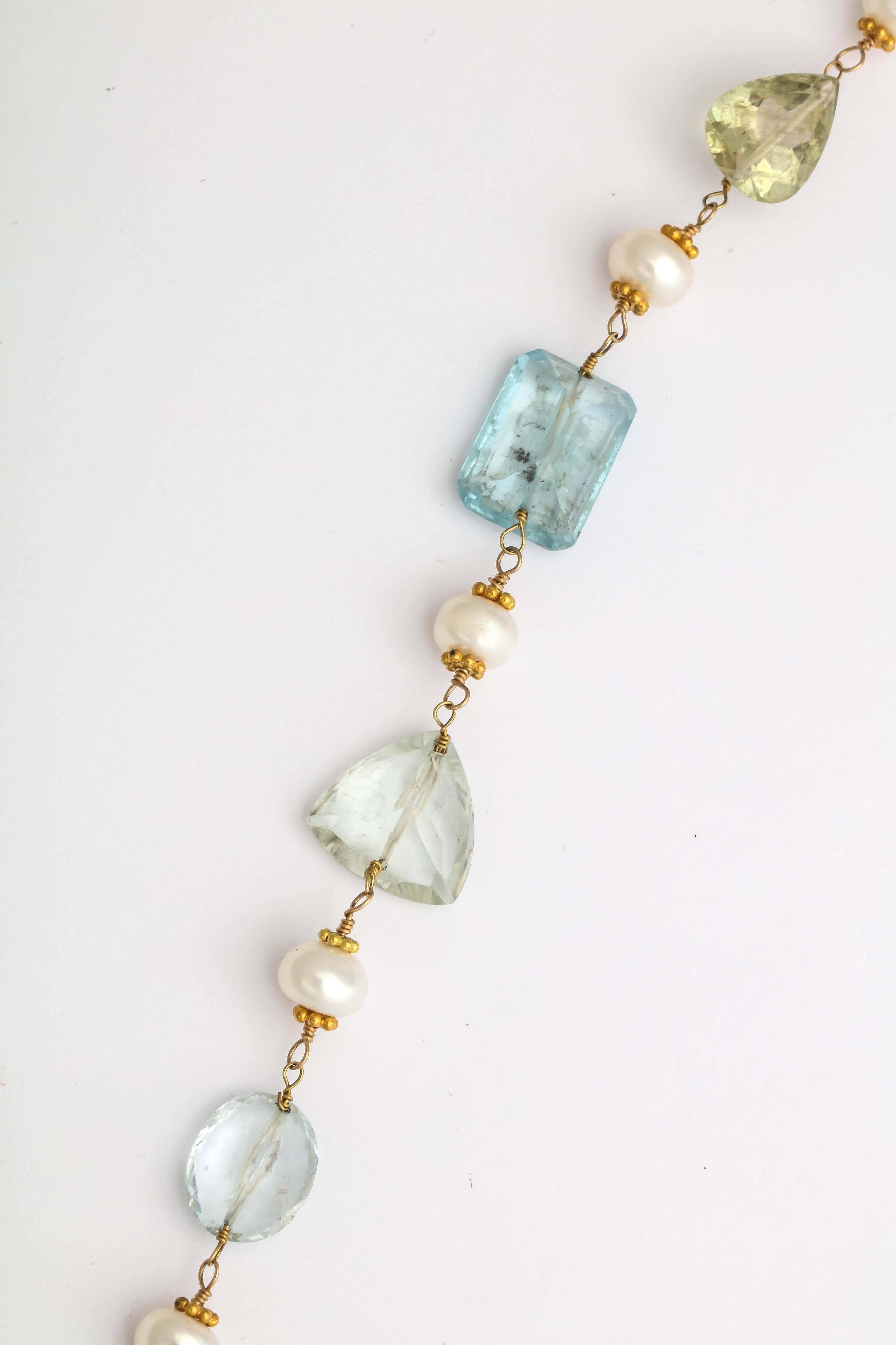 Modern Stunning Aquamarine Bead Necklace.