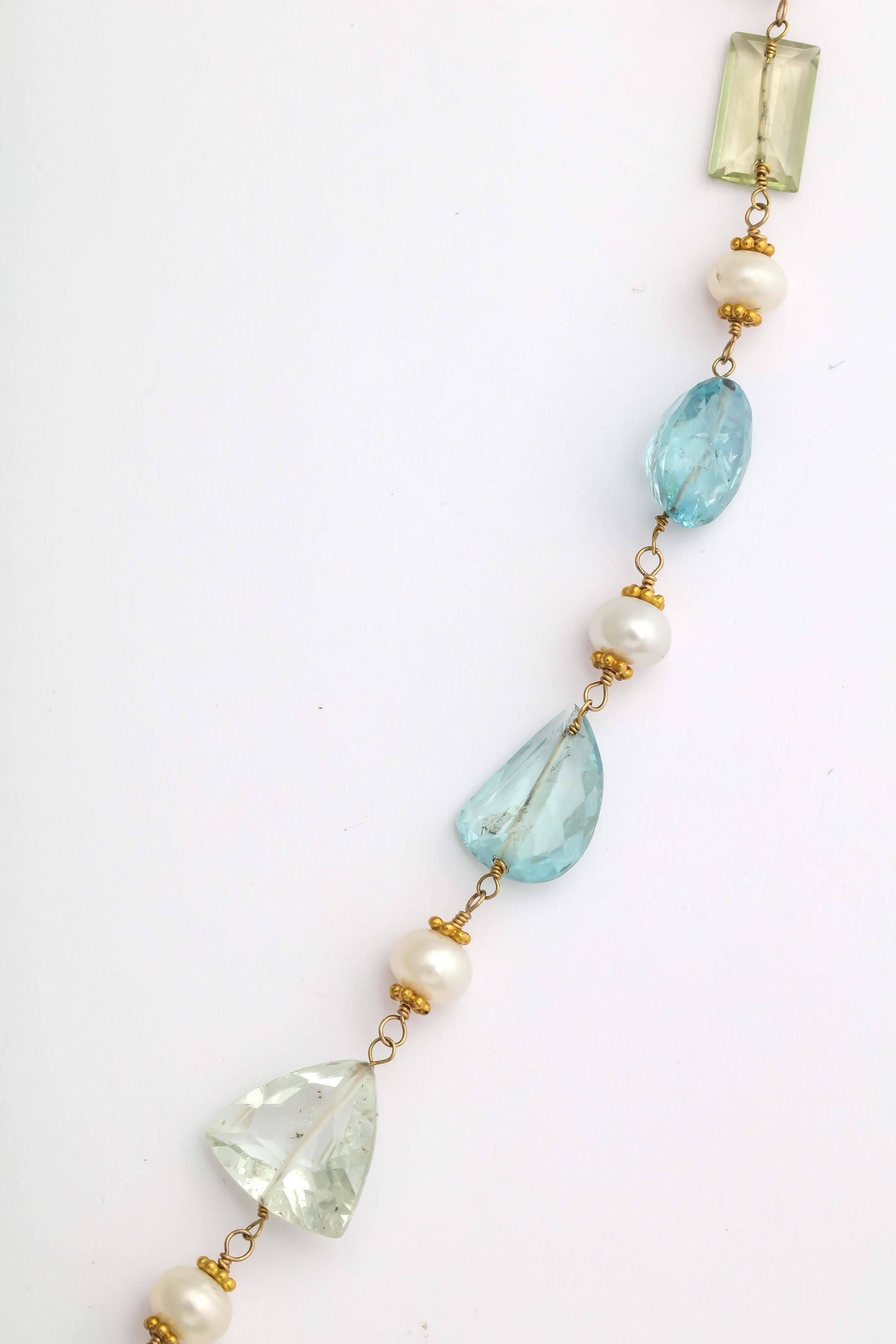 Stunning Aquamarine Bead Necklace. In New Condition In TRYON, NC