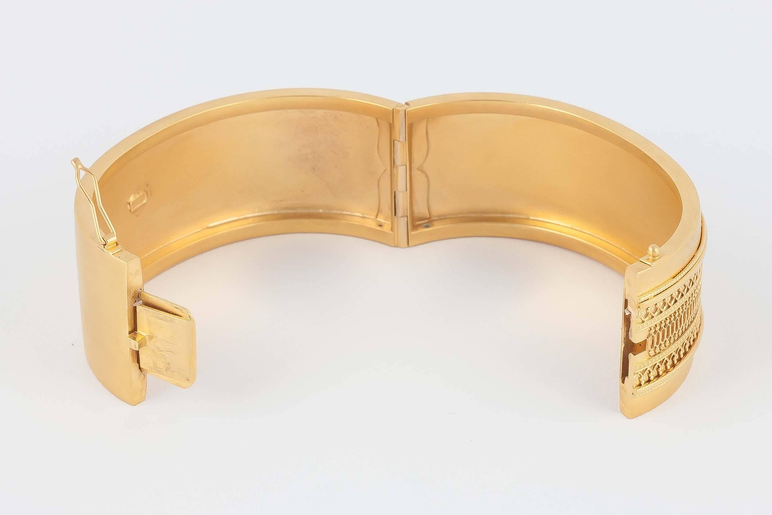 Victorian Gold Etruscan Revival Bangle Bracelet For Sale 2