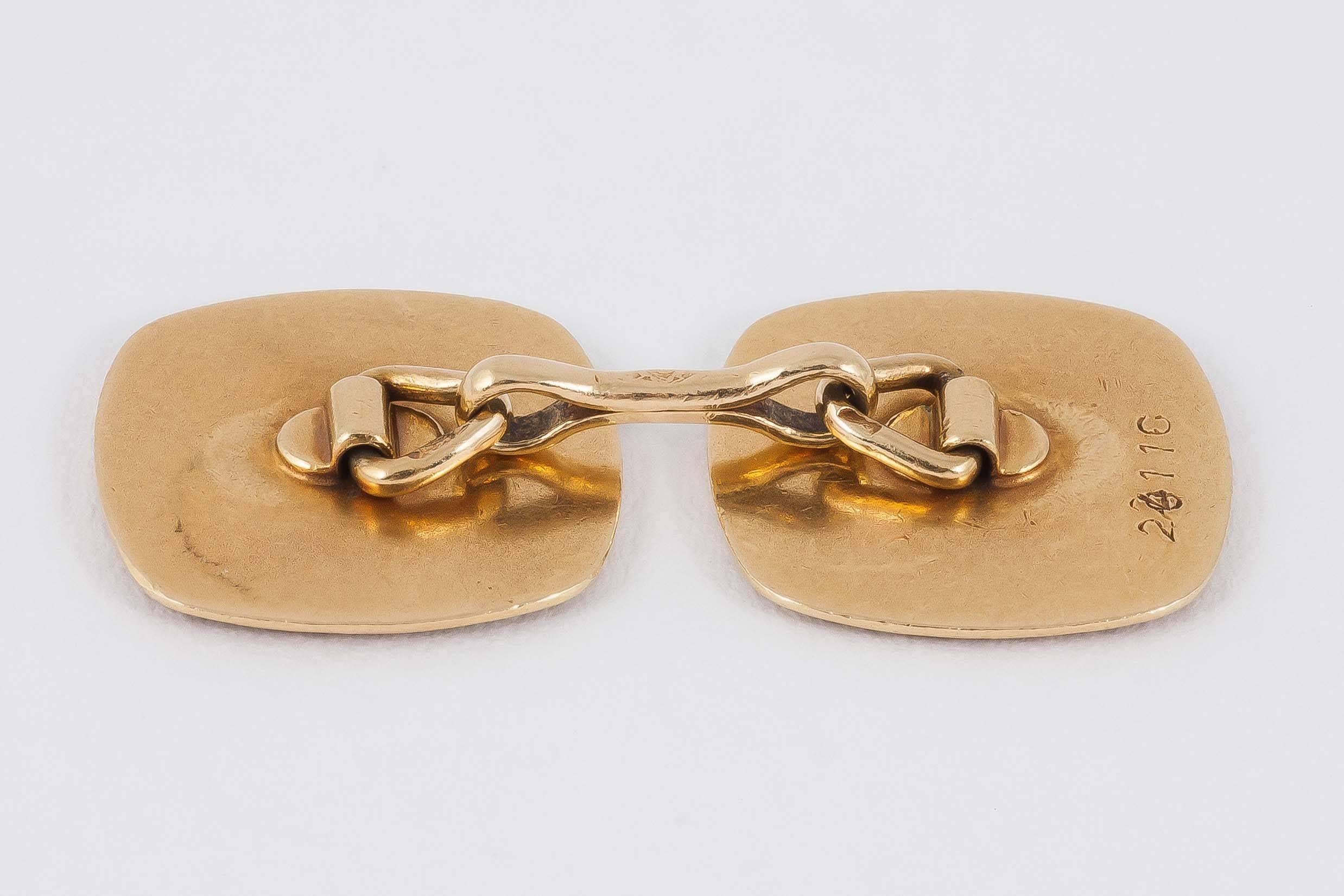 Cufflinks, French  with Coloured Enamel floral design Gold, French c, 1910 In New Condition In London, GB