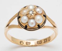 Victorian Pearl Diamond Gold Cluster Ring