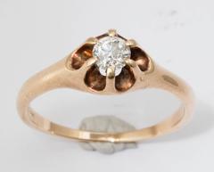 Belcher Set Diamond Gold Ring, 1900